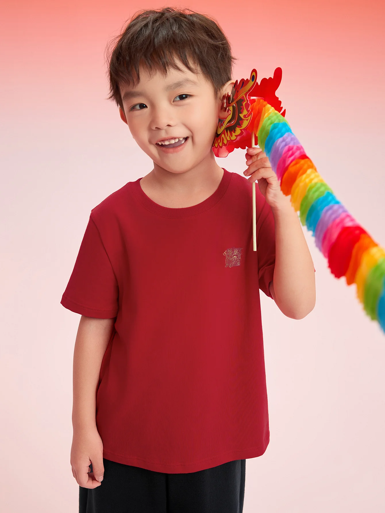 Balabala Baby T-Shirt 2025 New Boy Short Sleeve New Year Red Animal Year Girl Undershirt - Image 13