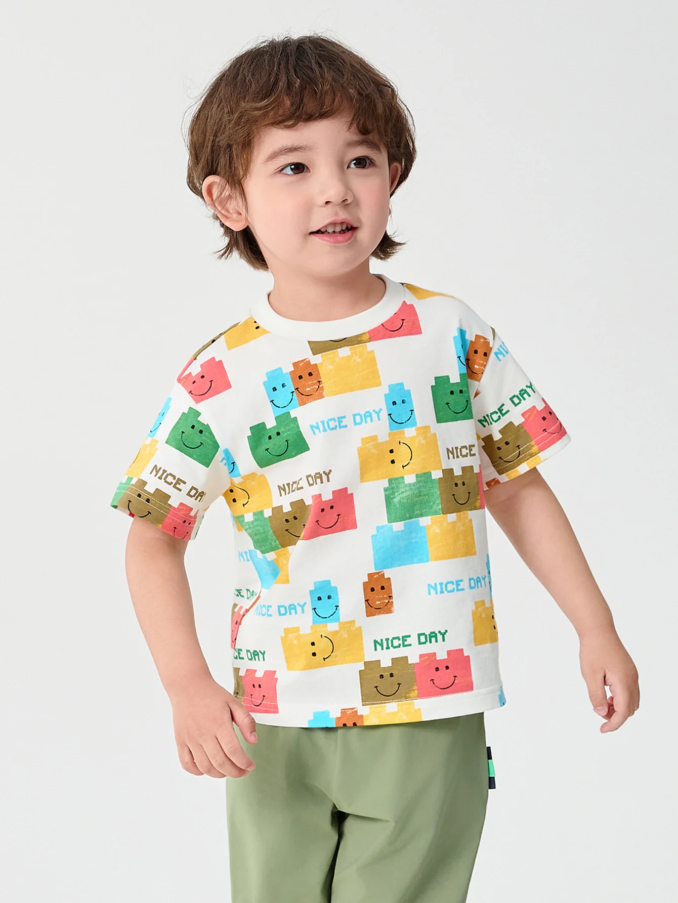 Baby Boy Round V-Neck Short-Sleeved T-Shirt - Image 5