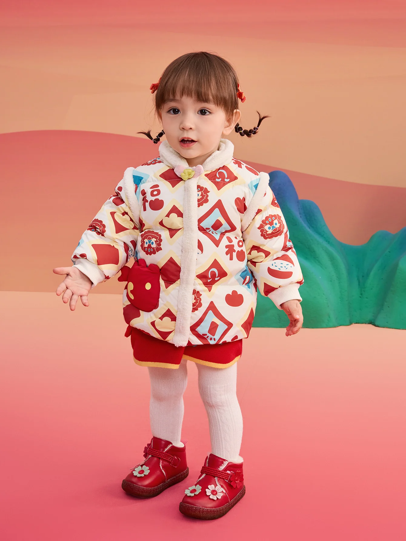 Balabala Children's Clothes Baby Down Jacket Baby Coat 2025 New Winter Clothes Neo- Chinese style New Year Greeting Outfit - Image 3