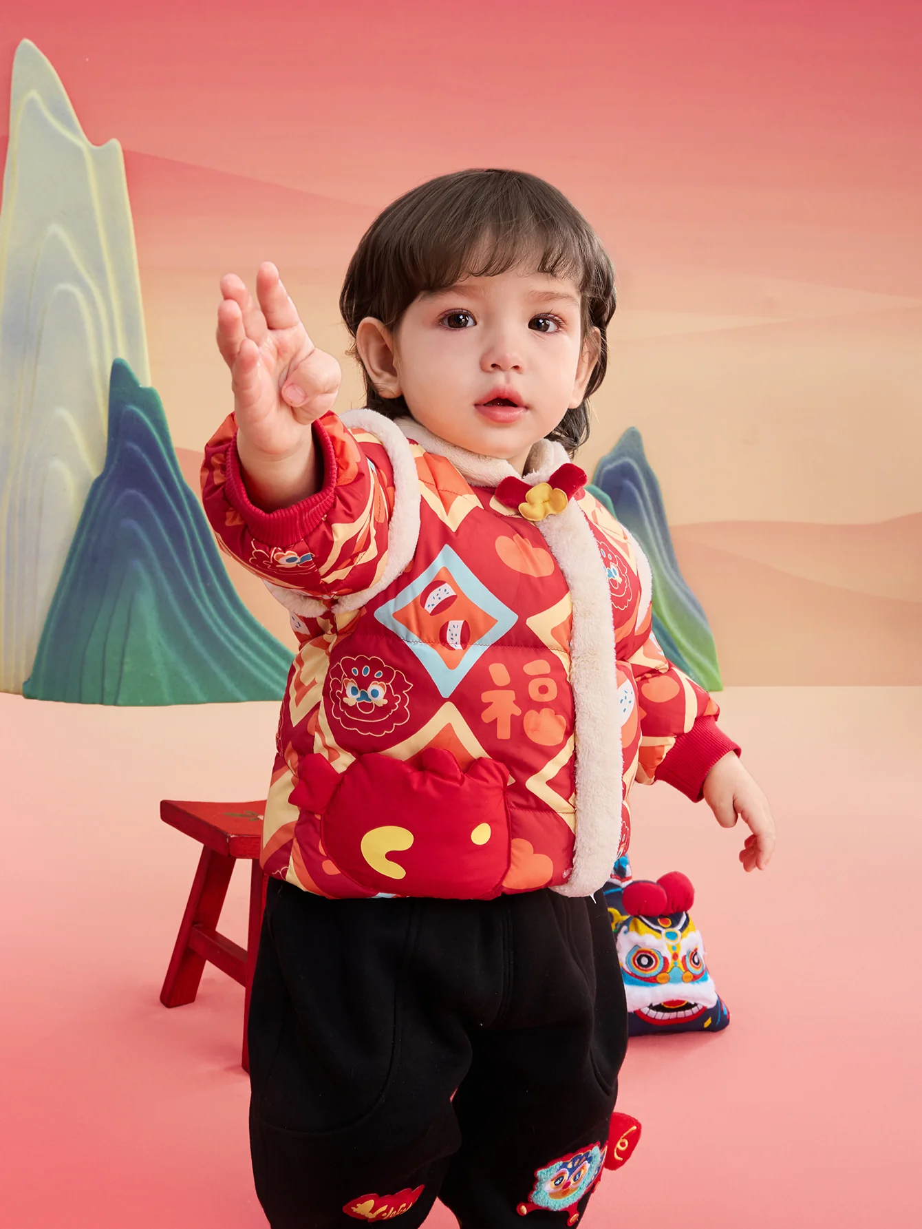 Balabala Children's Clothes Baby Down Jacket Baby Coat 2025 New Winter Clothes Neo- Chinese style New Year Greeting Outfit - Image 7