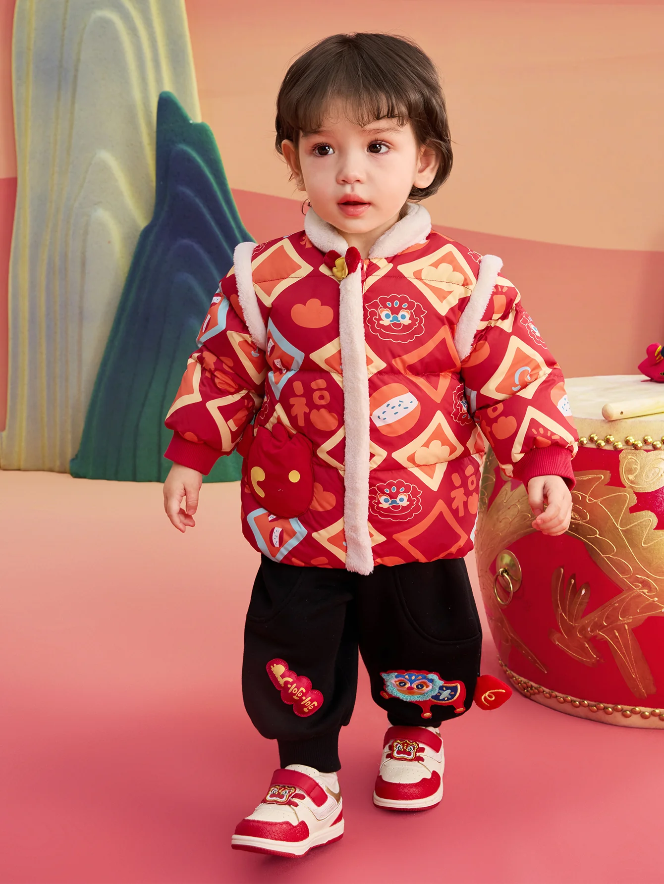 Balabala Children's Clothes Baby Down Jacket Baby Coat 2025 New Winter Clothes Neo- Chinese style New Year Greeting Outfit - Image 8