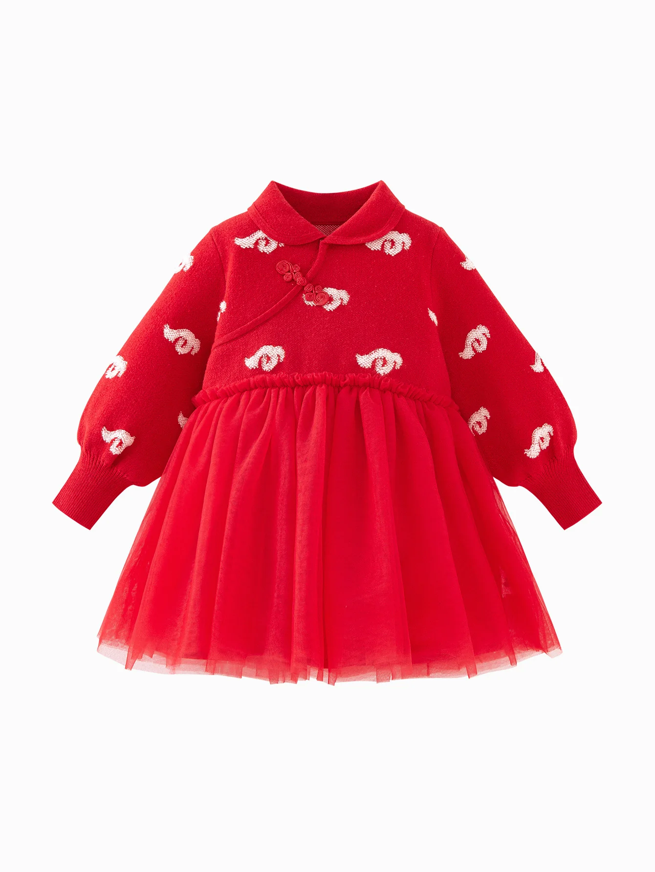 Baby Girl New Year's season patriotic style knitted dress - Image 4