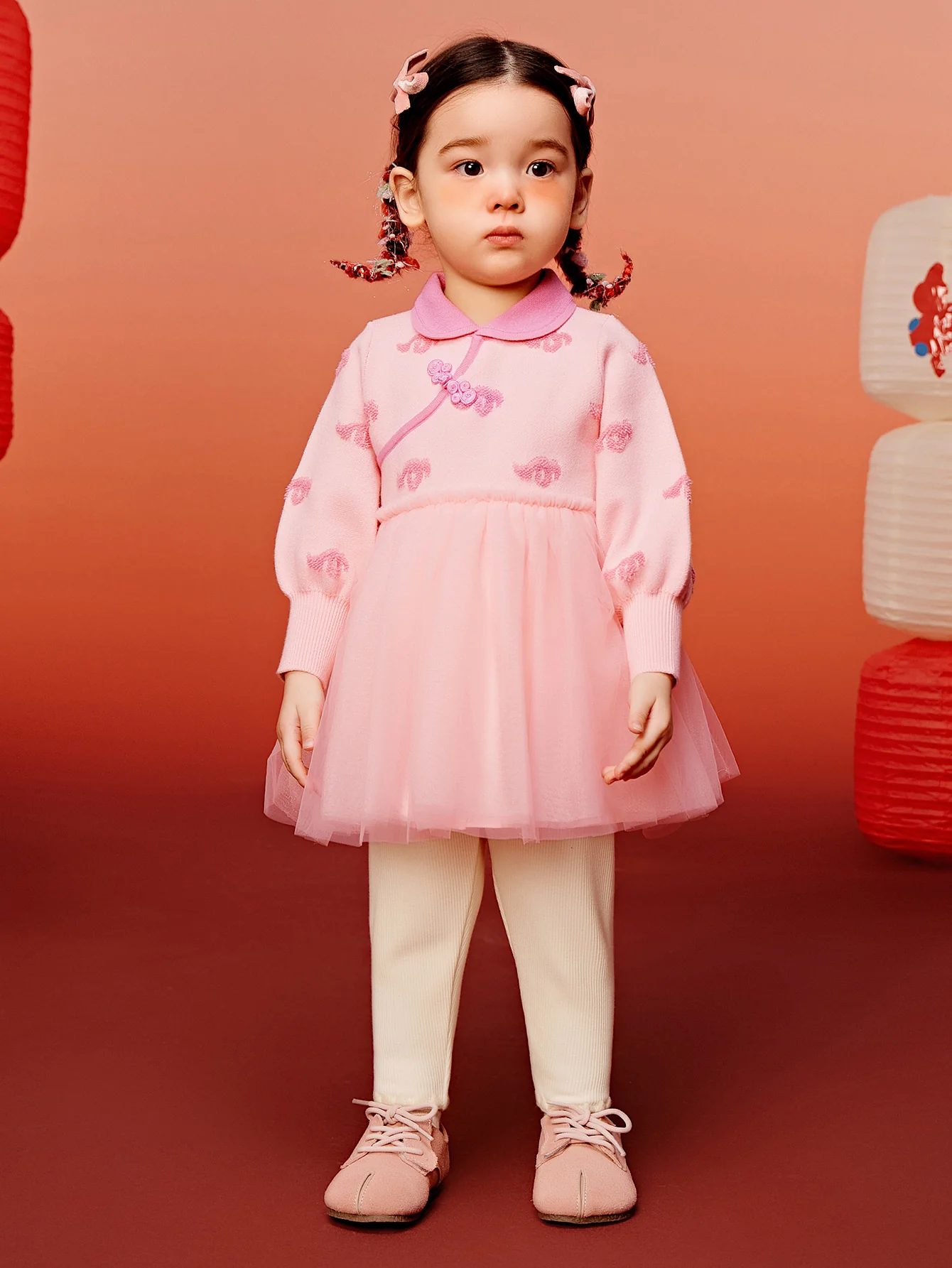 Baby Girl New Year's season patriotic style knitted dress - Image 7