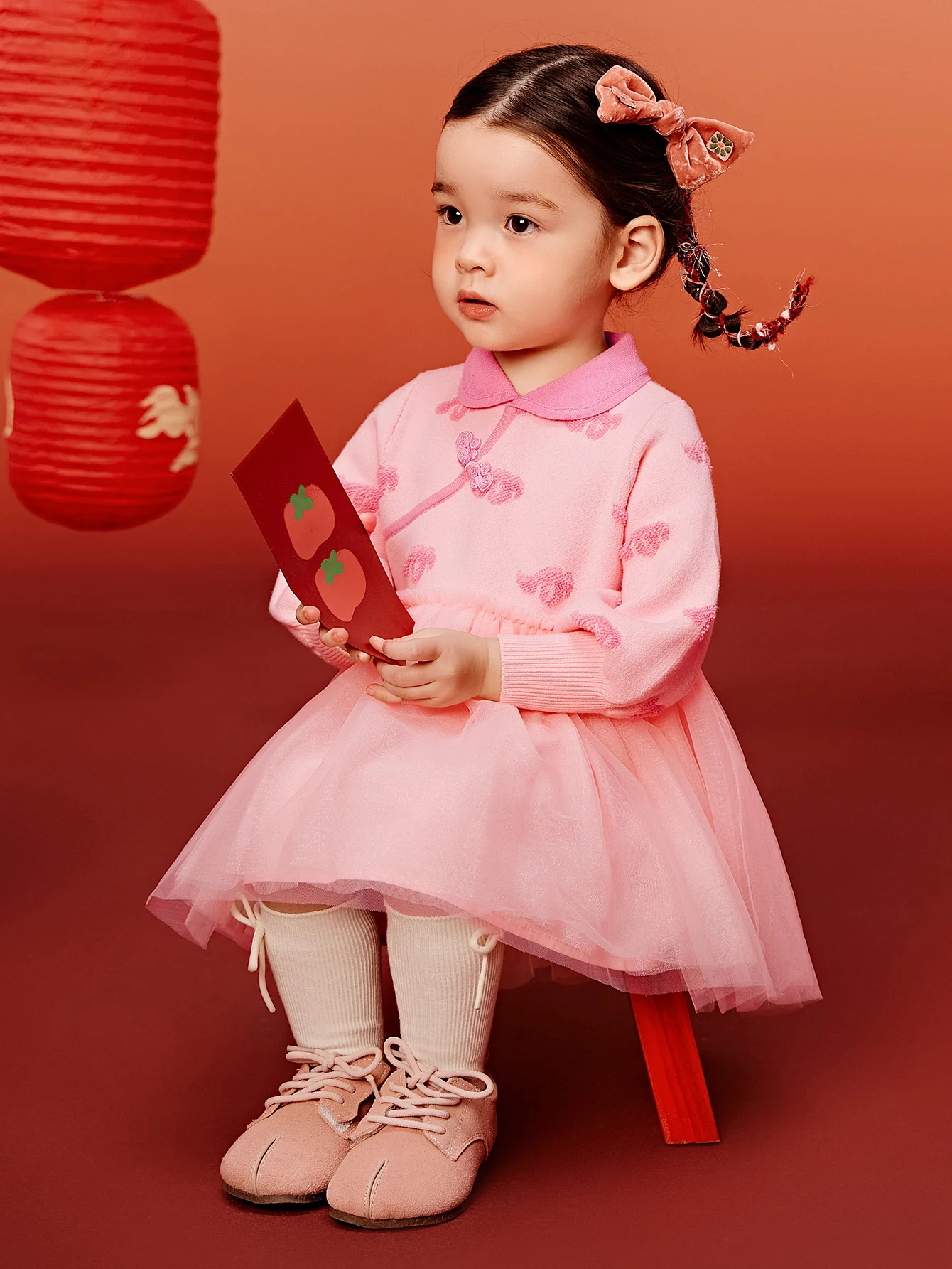 Baby Girl New Year's season patriotic style knitted dress - Image 8