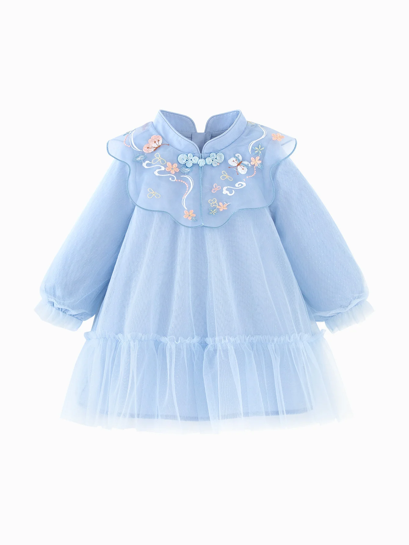 Baby Girl Chinese Style Sweet Mesh Dress - Image 4