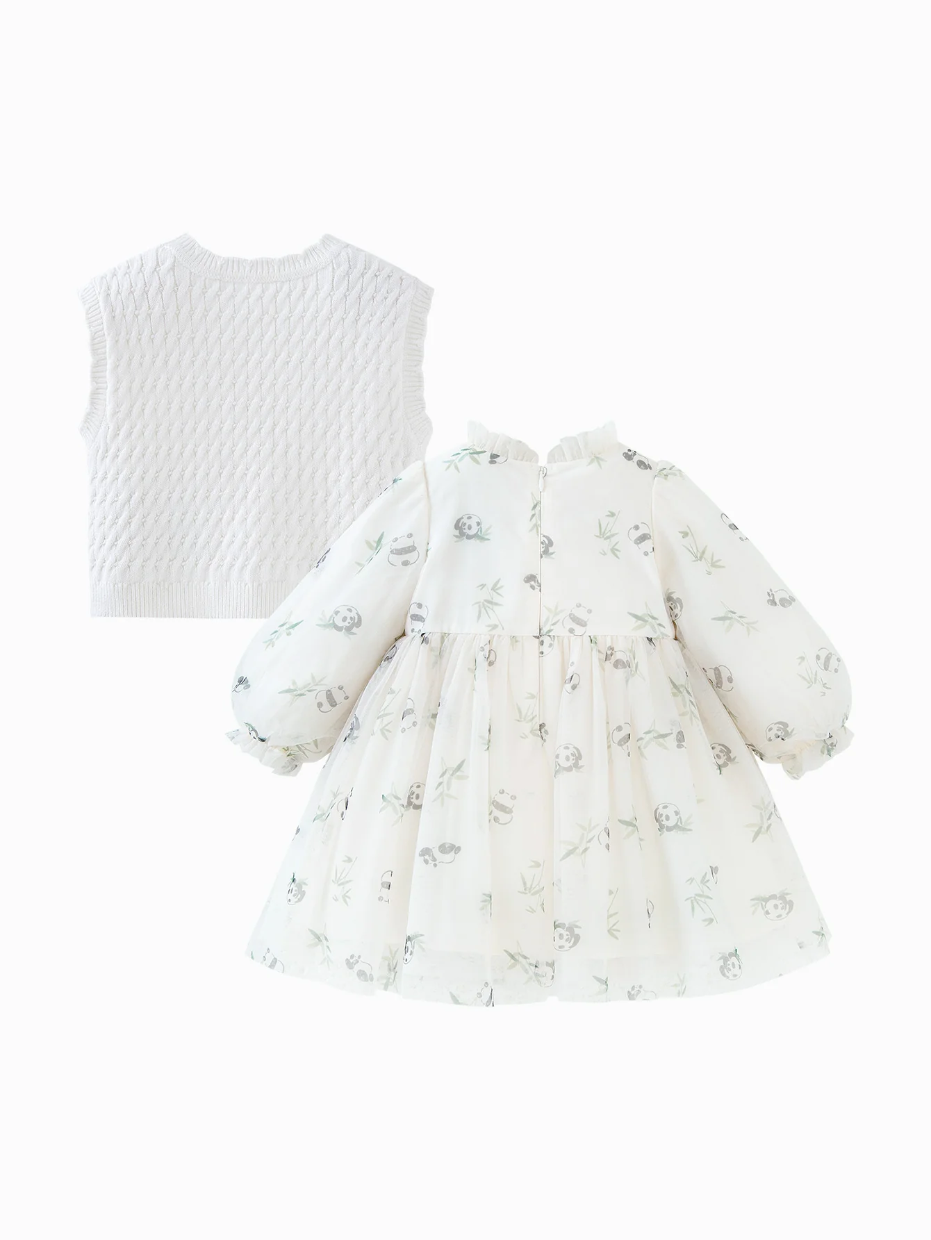 minibala Baby GirlMesh dress soft skin-friendly sweet woolen vest two-piece set - Image 5
