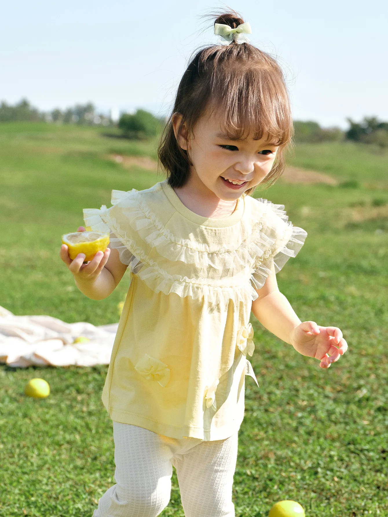 Baby Girl Round V-Neck Short-Sleeved T-Shirt - Image 8