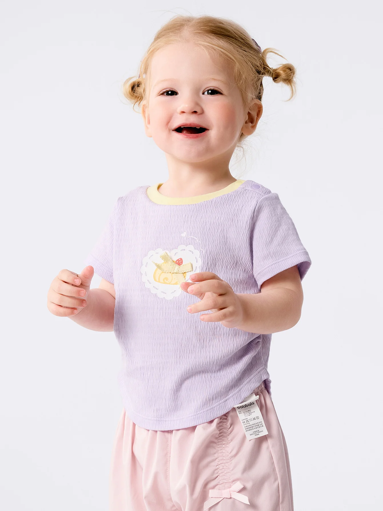 Baby Girl Round V-Neck Short-Sleeved T-Shirt - Image 12