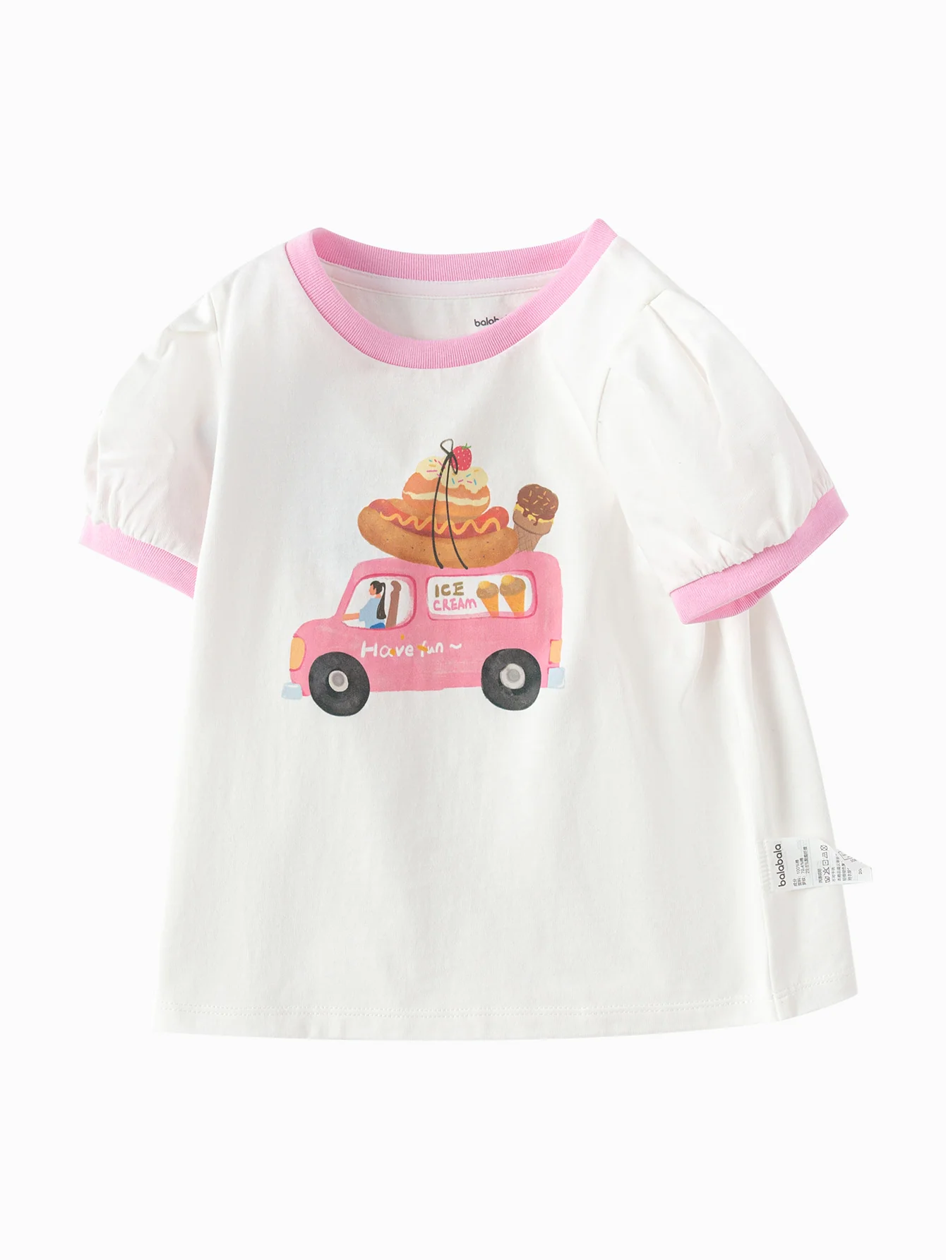 Baby Girl Round V-Neck Short-Sleeved T-Shirt - Image 4