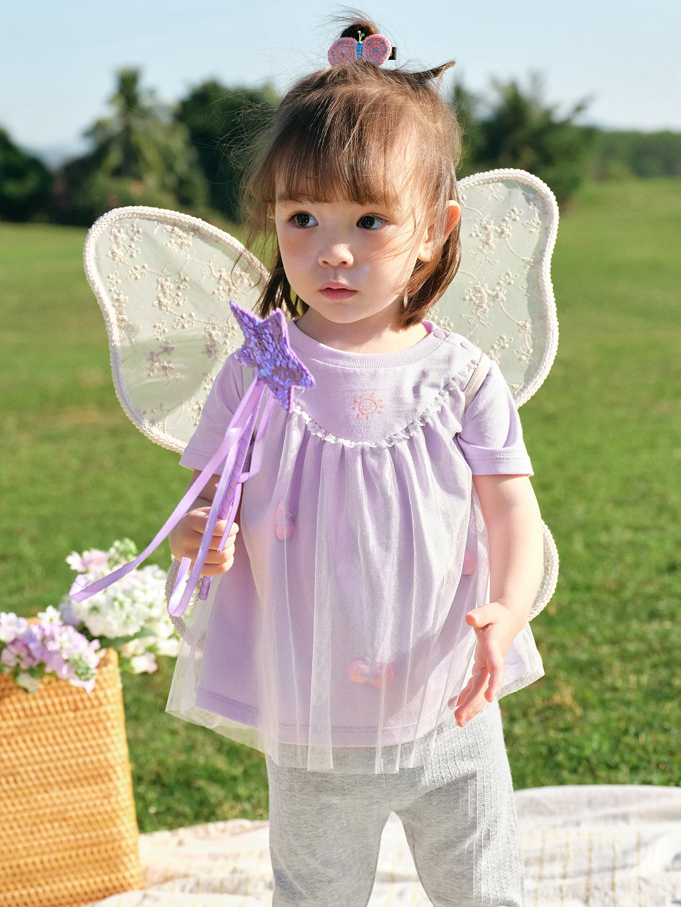 Baby Girl Round V-Neck Short-Sleeved T-Shirt - Image 12