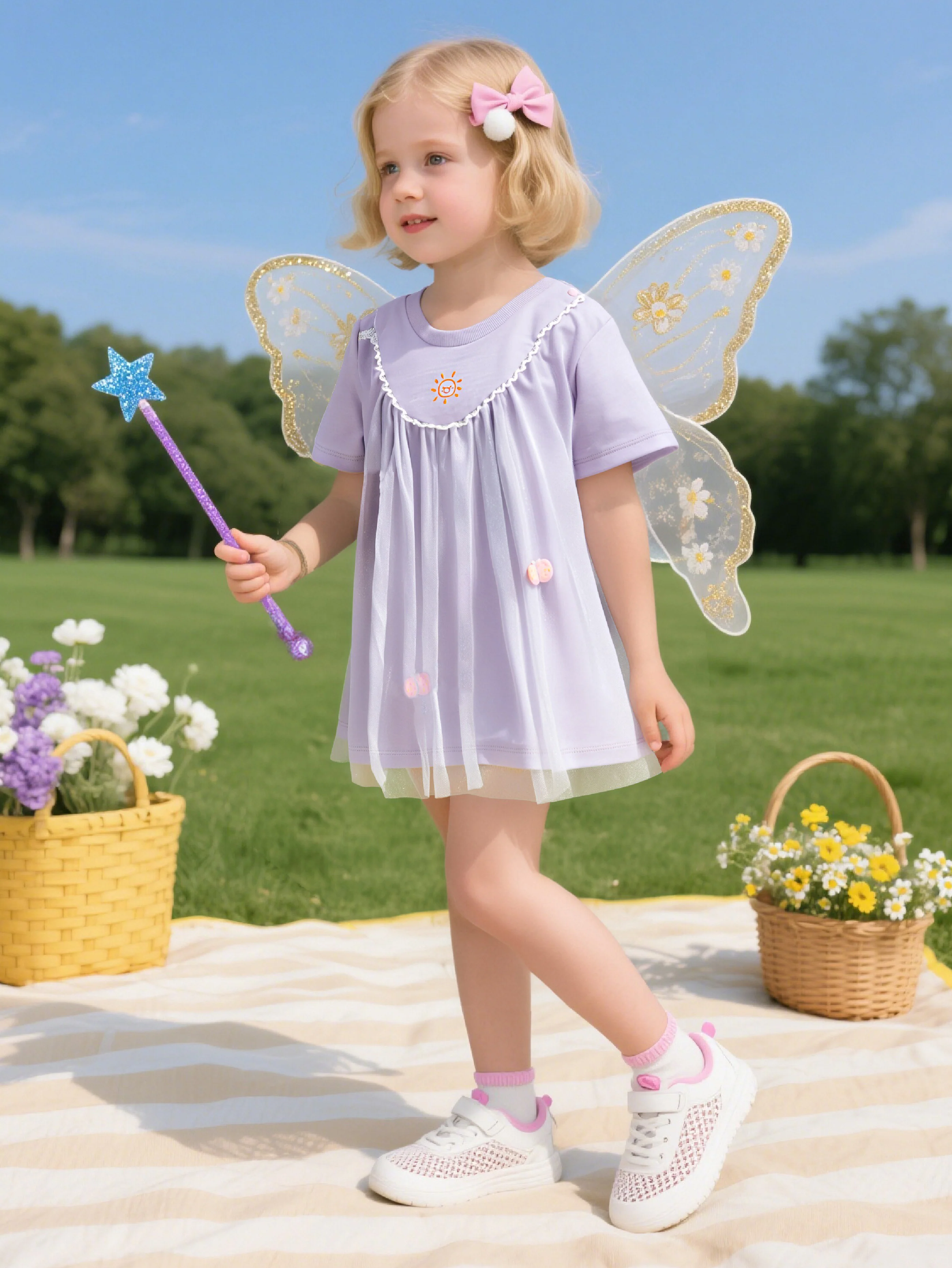 Baby Girl Round V-Neck Short-Sleeved T-Shirt - Image 22