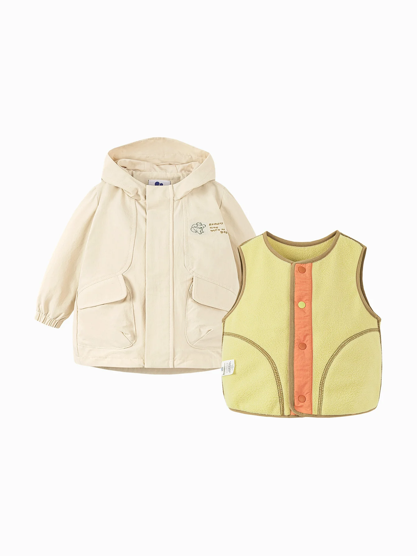 minibala Baby Unisex Waterproof and oil-proof hooded jacket two-piece set spring - Image 12