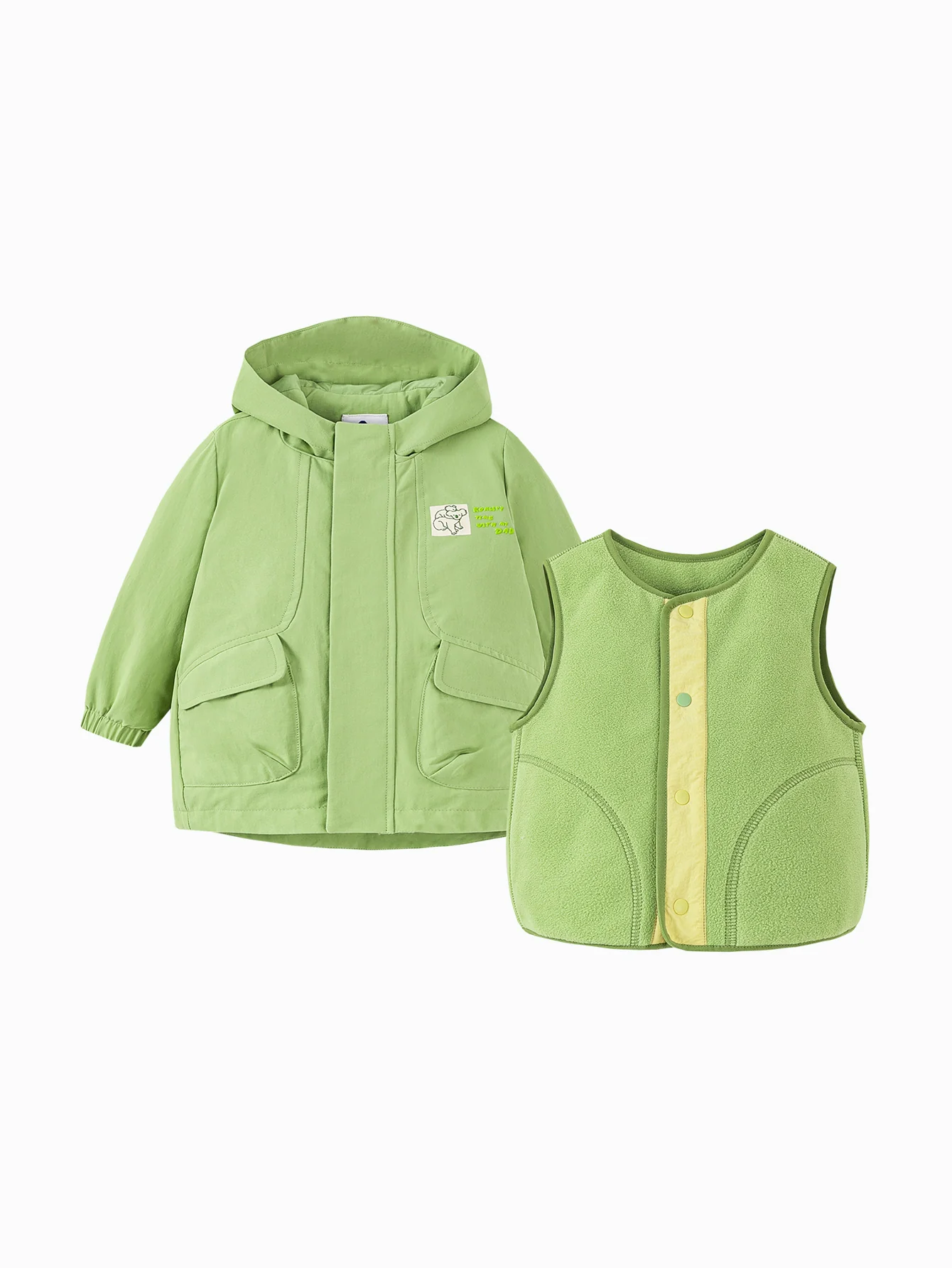 minibala Baby Unisex Waterproof and oil-proof hooded jacket two-piece set spring - Image 4