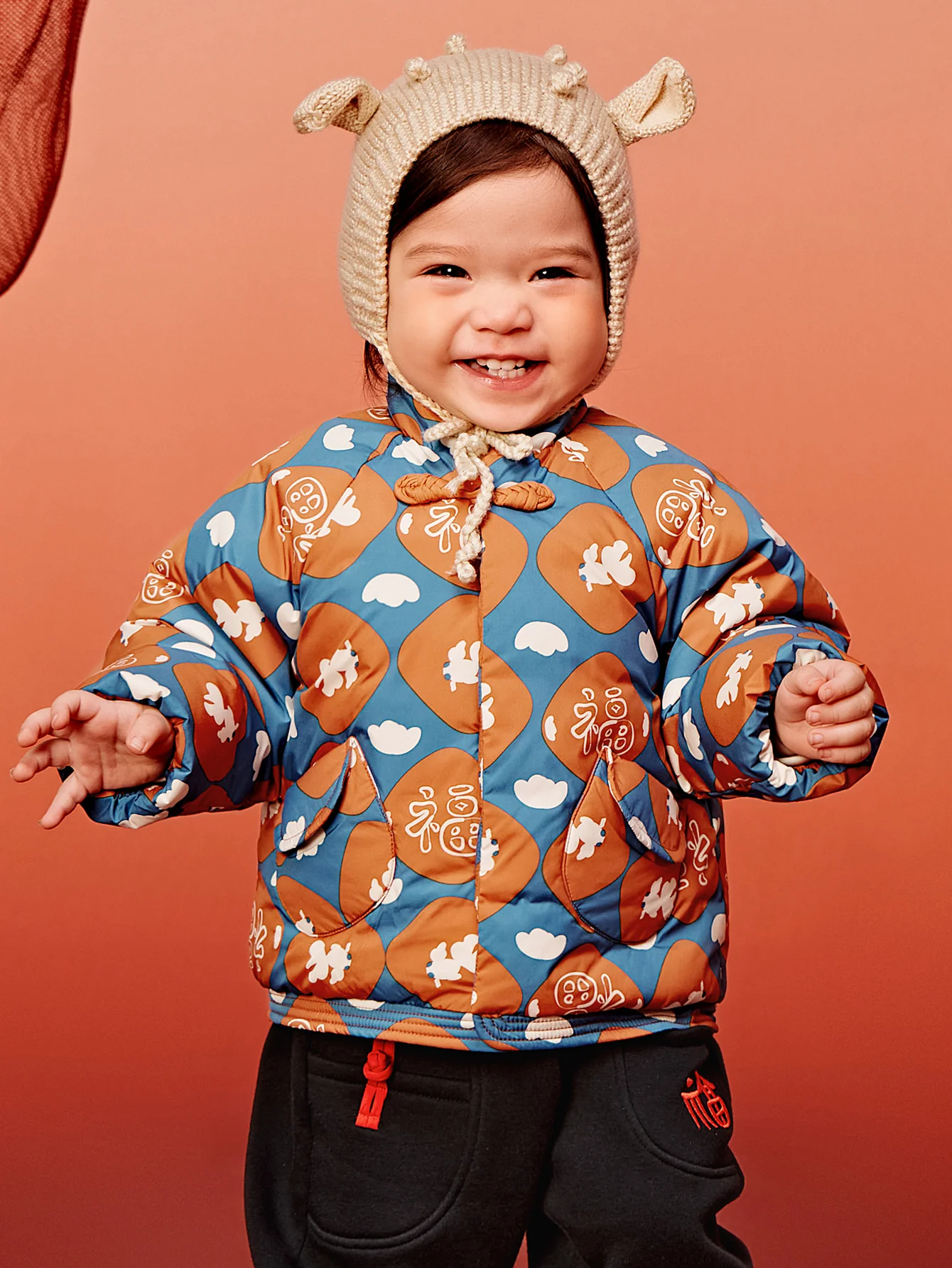 Baby Unisex New Chinese New Year Greetings Waterproof and Oil-proof Cotton Jacket - Image 13