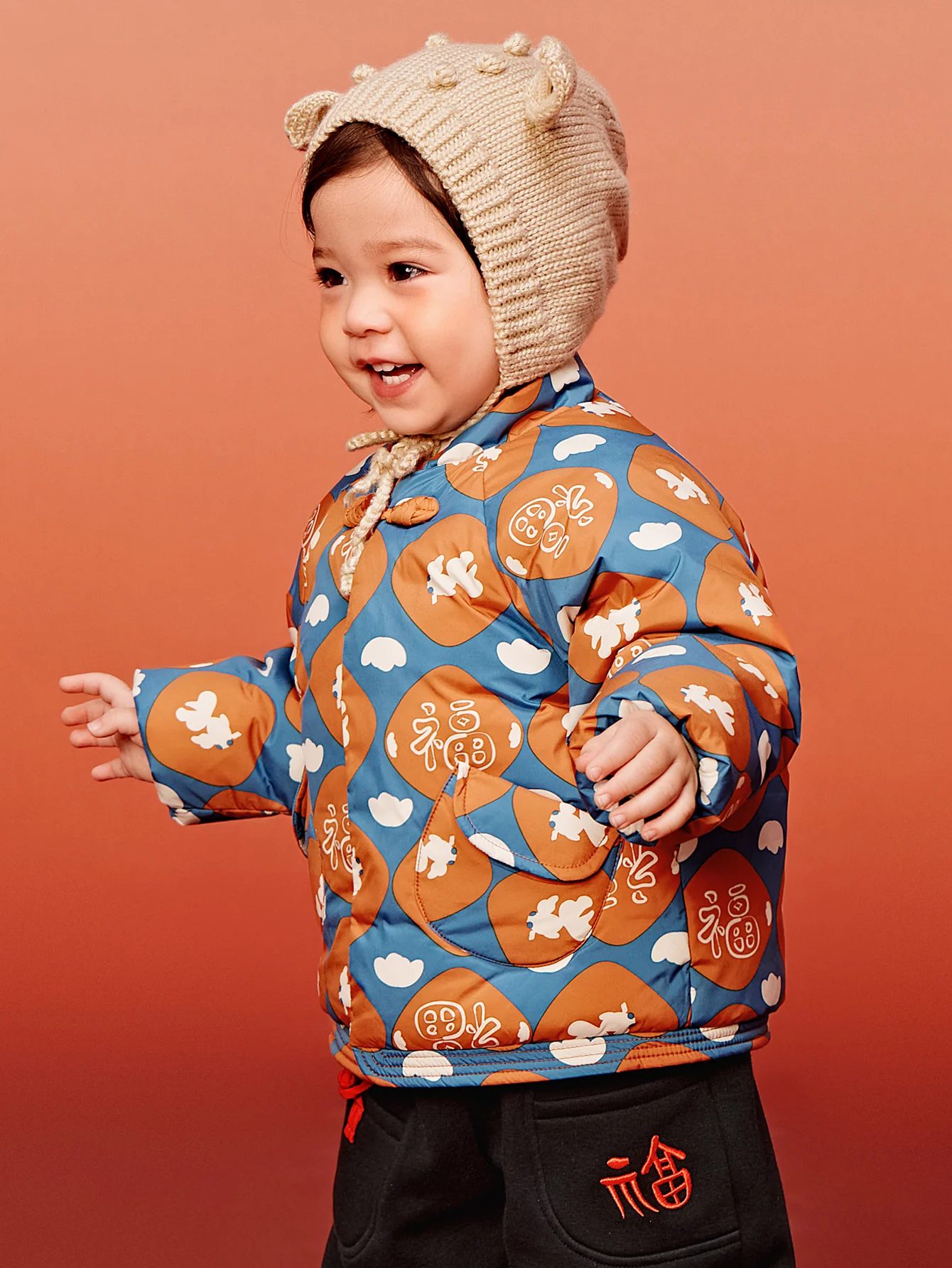 Baby Unisex New Chinese New Year Greetings Waterproof and Oil-proof Cotton Jacket - Image 14