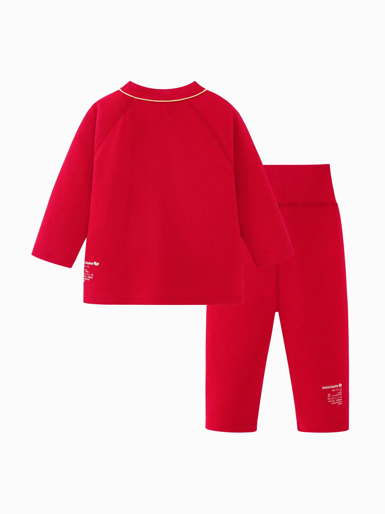 minibala Baby Unisex Chinese style slanted collar high waist belly protection long sleeve long pants inner suit - Image 6