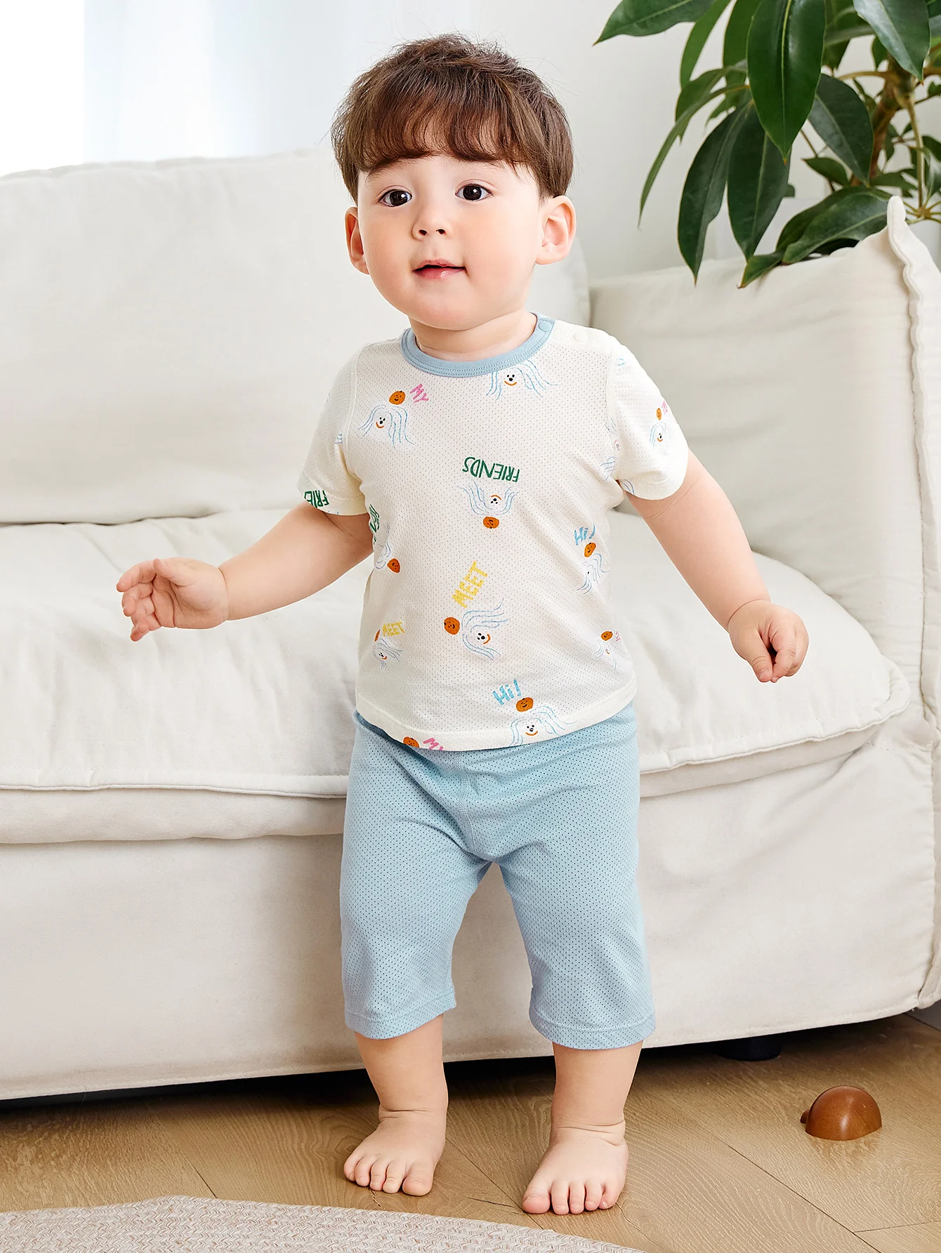 minibala Baby Unisex Plant core no-sweating high waist belly protection pajamas set - Image 19