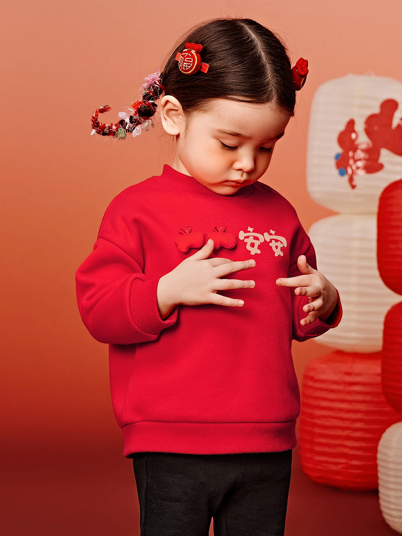 Baby Unisex New Year's greetings warm and cute long-sleeved sweatshirt winter - Image 8