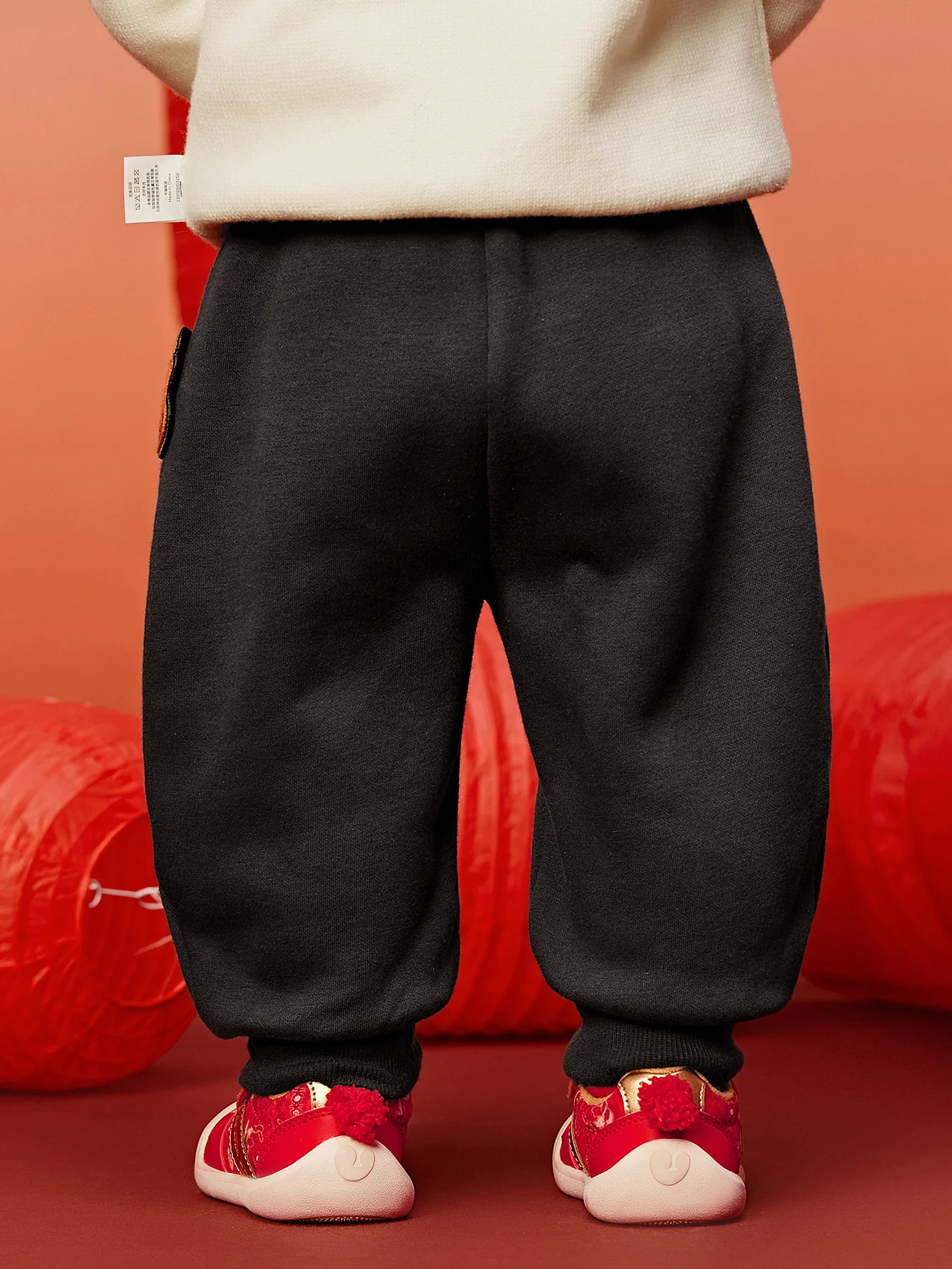 minibala Baby Unisex Baby and Child Long Pants with Fleece Lining New Year's Greetings Banana Pants - Image 3
