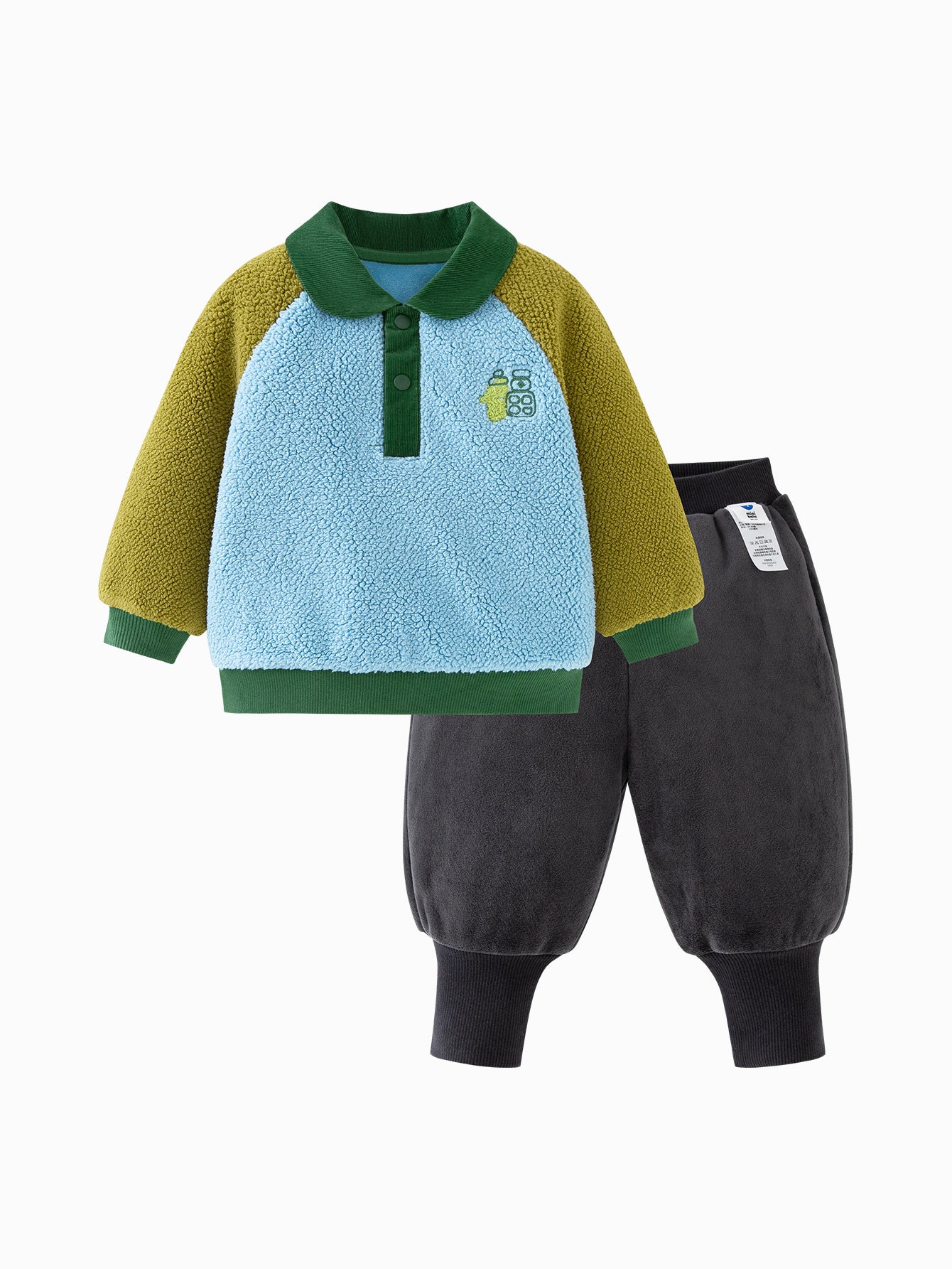 minibala Baby Unisex Comfortable, Thick and Warm Double-Faced Fleece Sweatshirt and Trousers Two-Piece Set - Image 10