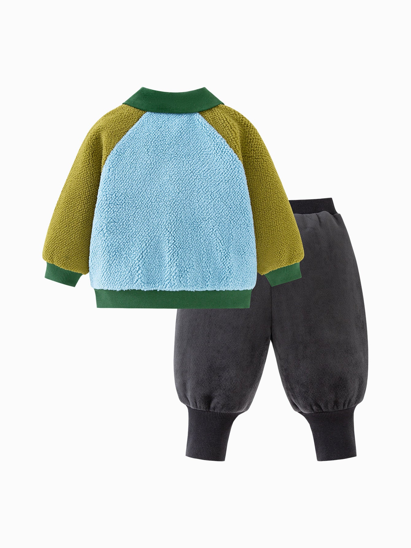 minibala Baby Unisex Comfortable, Thick and Warm Double-Faced Fleece Sweatshirt and Trousers Two-Piece Set - Image 11