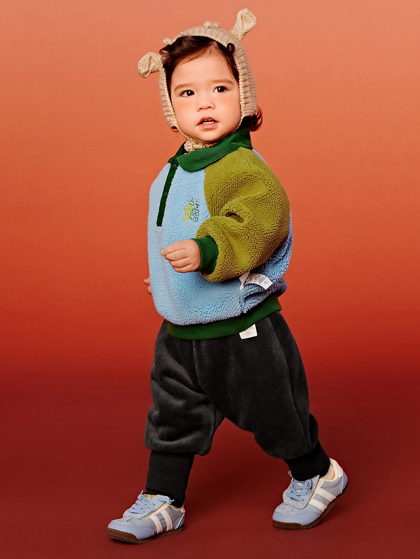 minibala Baby Unisex Comfortable, Thick and Warm Double-Faced Fleece Sweatshirt and Trousers Two-Piece Set - Image 8