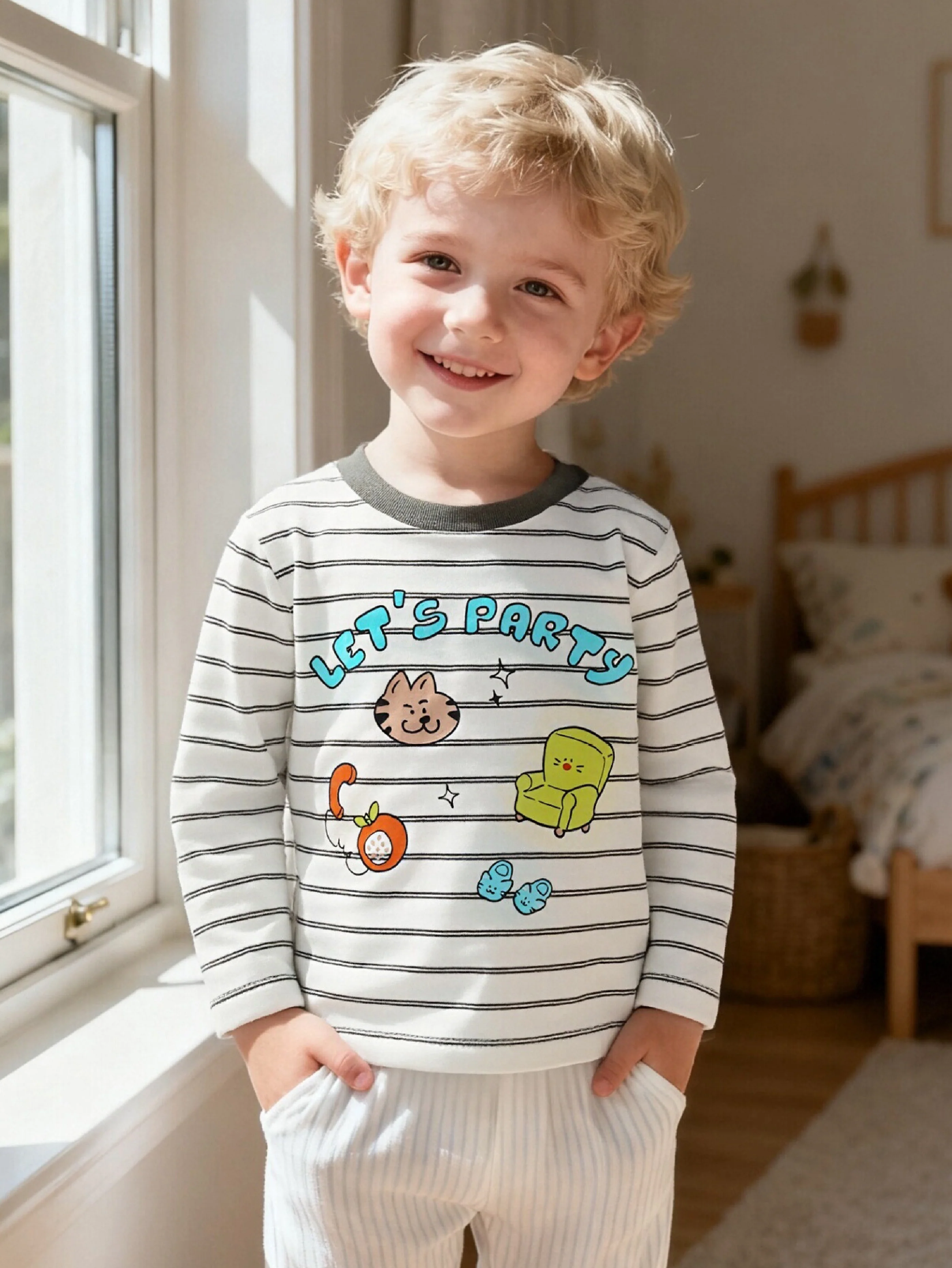 balabala Unisex Baby Round V-neckLong Sleeve T-Shirt - Image 13