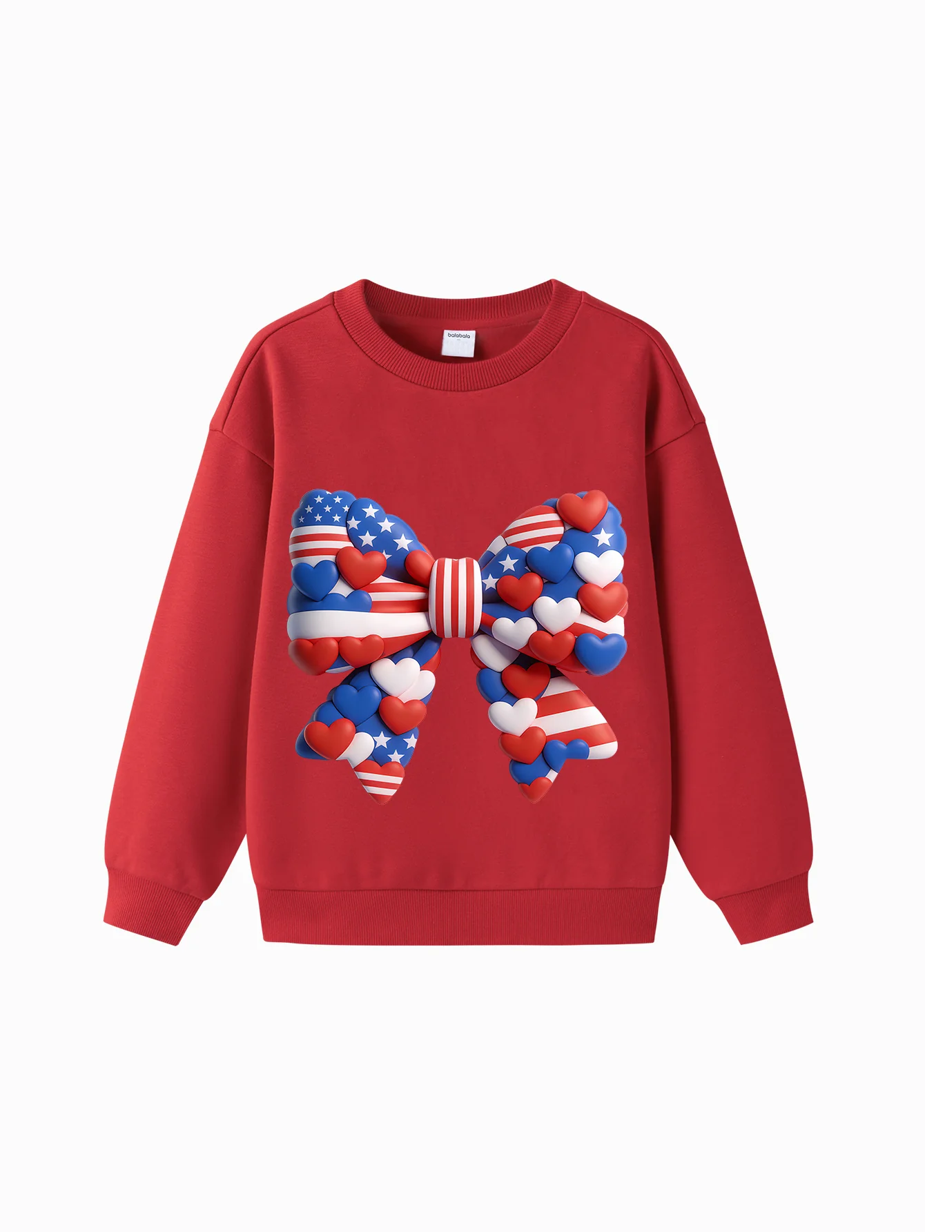 balabala Unisex Kids 4th of July Amercian Bow Ribbon Sweatshirt - Image 6
