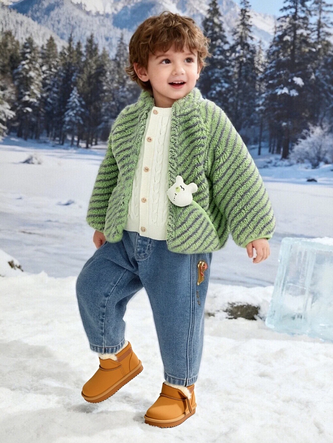 balabala Toddler and Kids unisex Water-Repellent Plush Snow Boots - Image 14