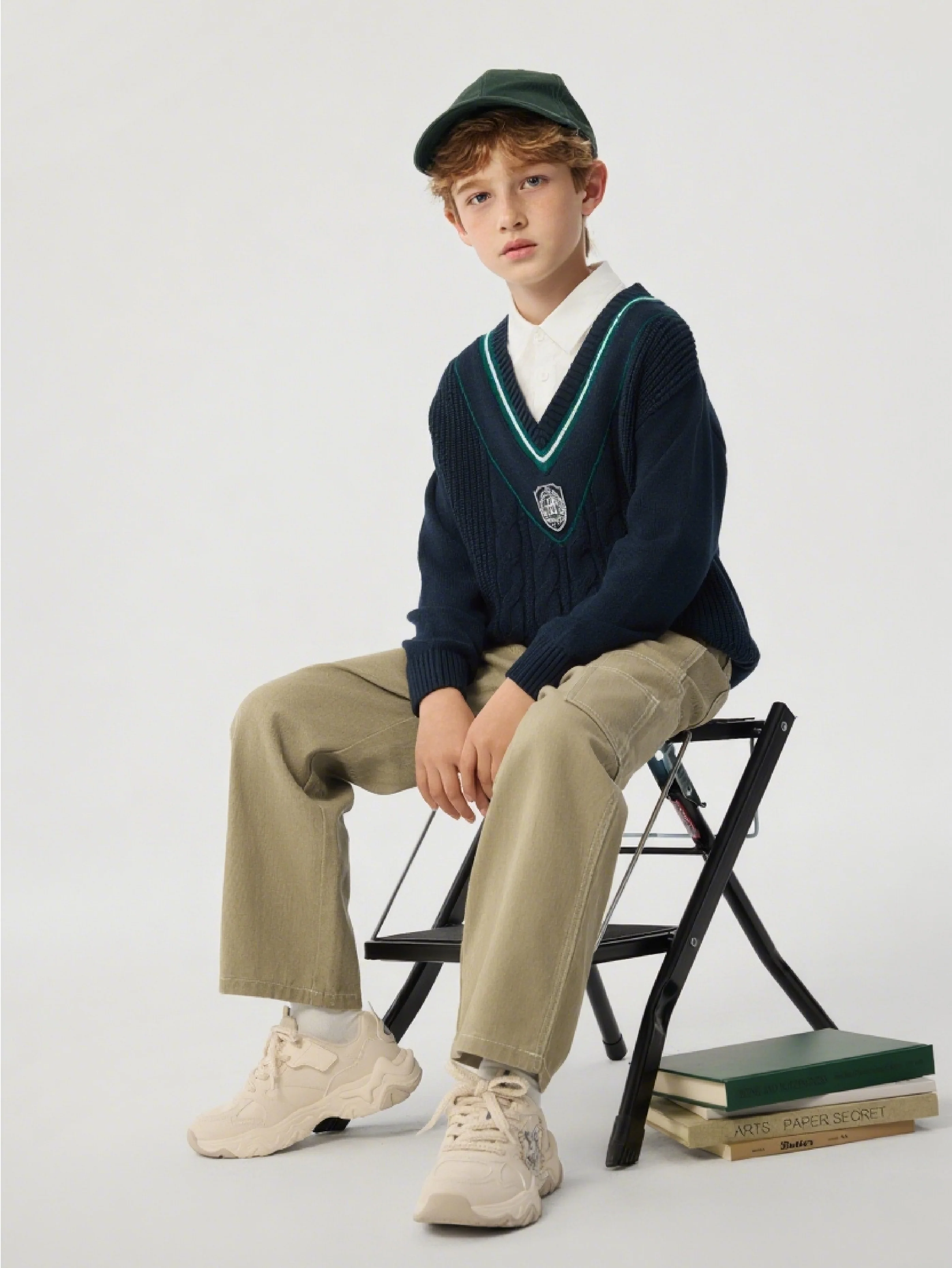 balabala New Preppy Style Boy Patchwork Collar Sweater - Image 15