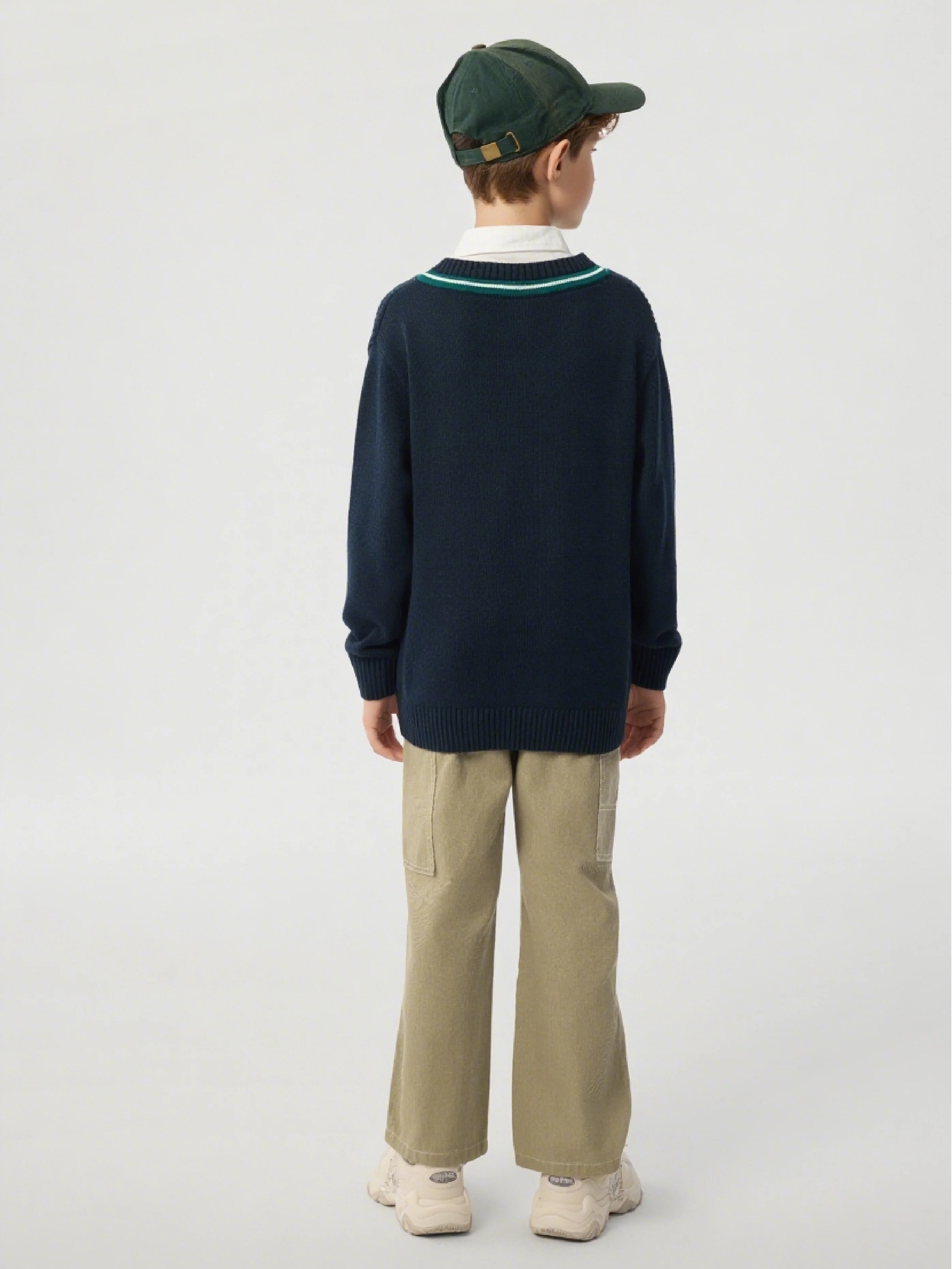balabala New Preppy Style Boy Patchwork Collar Sweater - Image 17