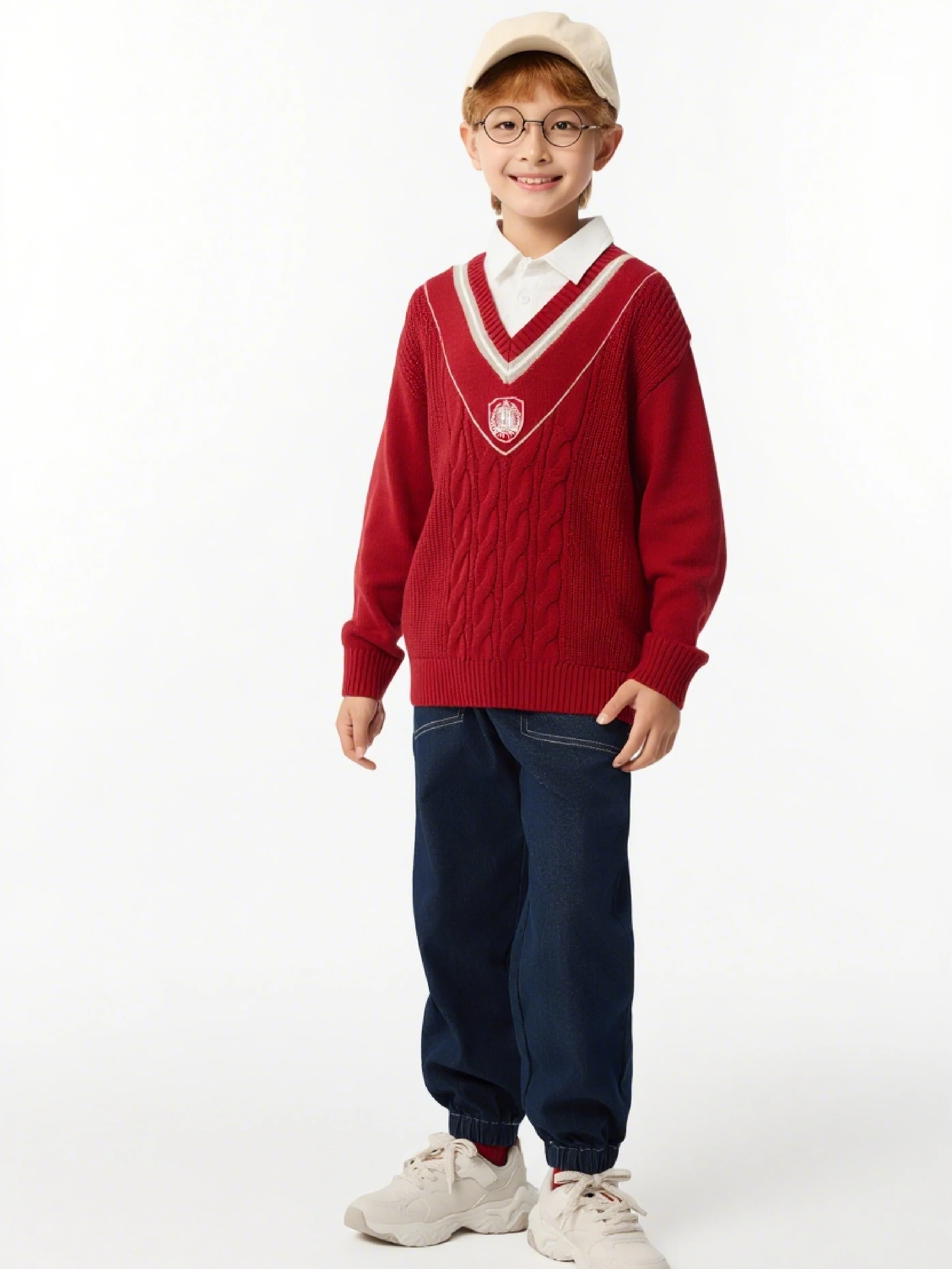 balabala New Preppy Style Boy Patchwork Collar Sweater - Image 4