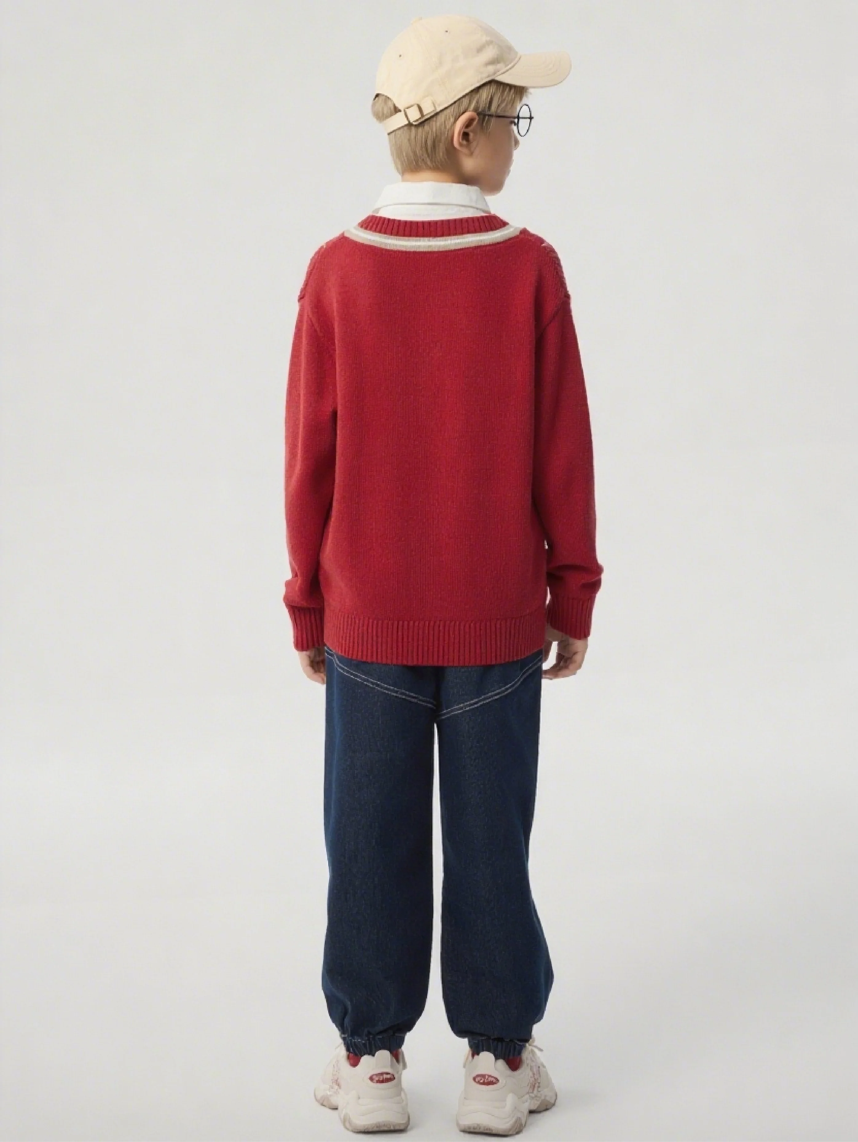 balabala New Preppy Style Boy Patchwork Collar Sweater - Image 5