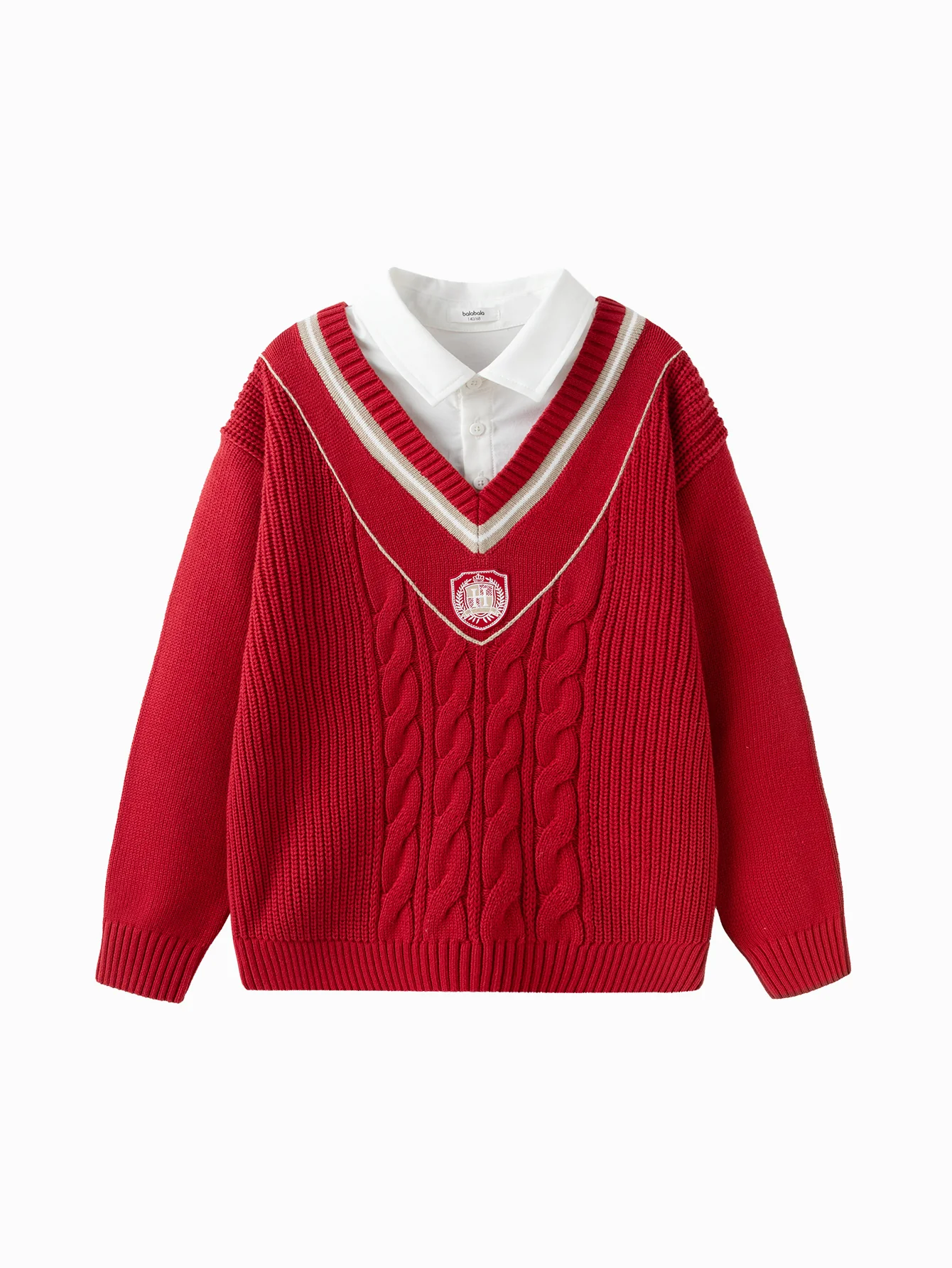 balabala New Preppy Style Boy Patchwork Collar Sweater - Image 6