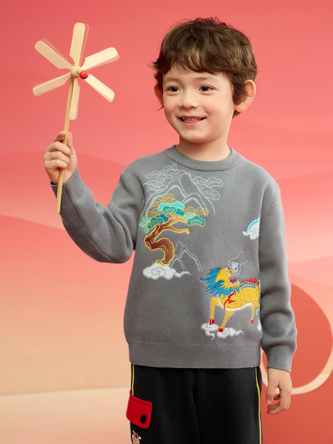 Balabala Children Clothes Boy Sweater 2025 New Spring New Year's Outfit Baby Chinese Style Knitwear - Image 7