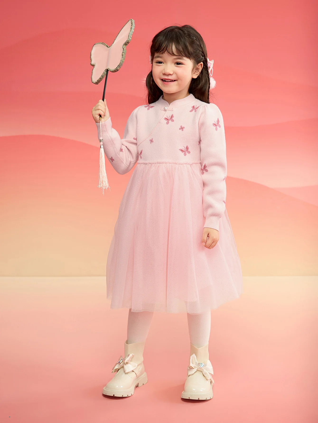 Balabala Children Clothes Girl Dress Children Skirt Knitted Mesh 2025 Winter New Princess Dress New Year - Image 7