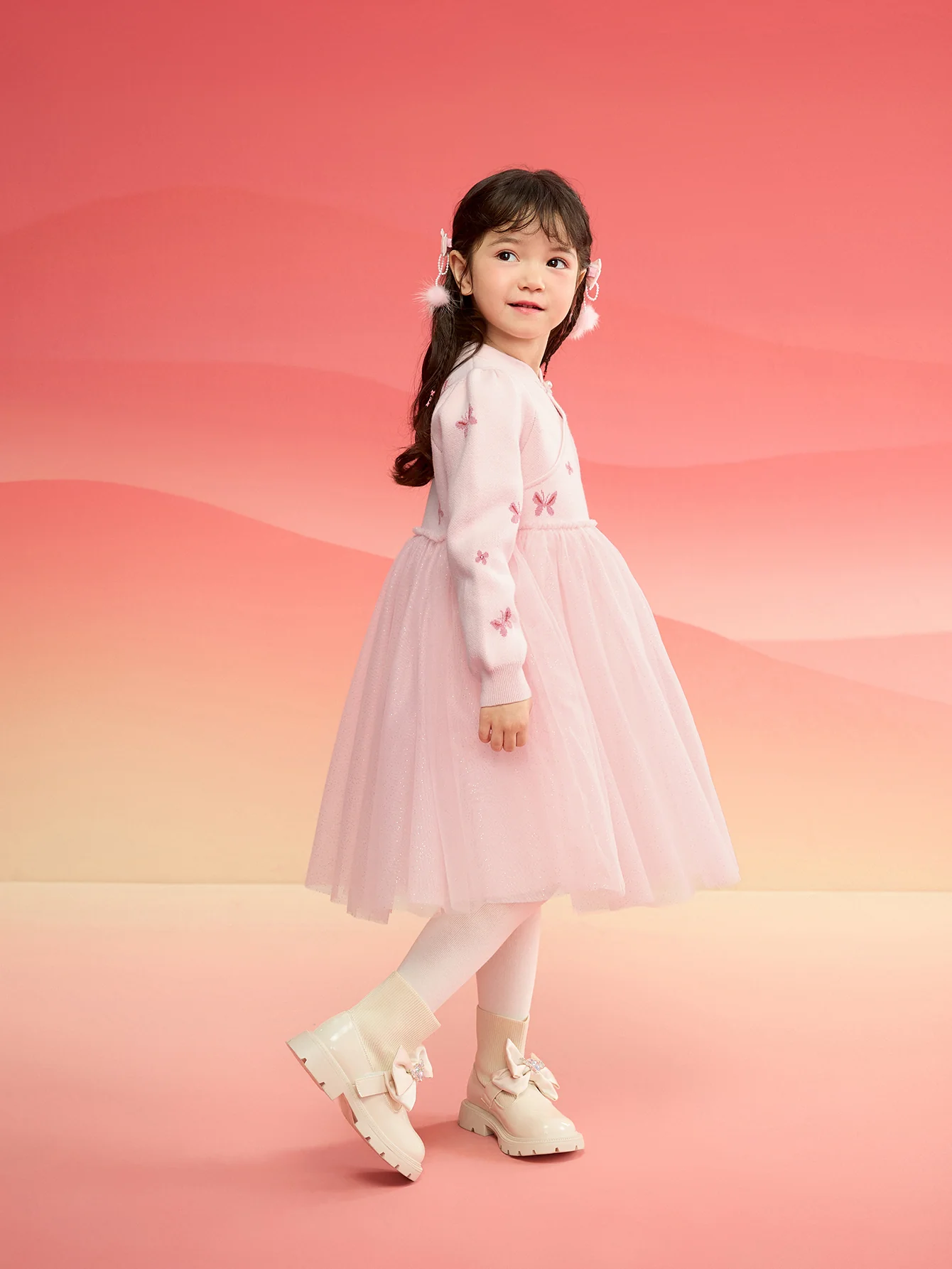 Balabala Children Clothes Girl Dress Children Skirt Knitted Mesh 2025 Winter New Princess Dress New Year - Image 8