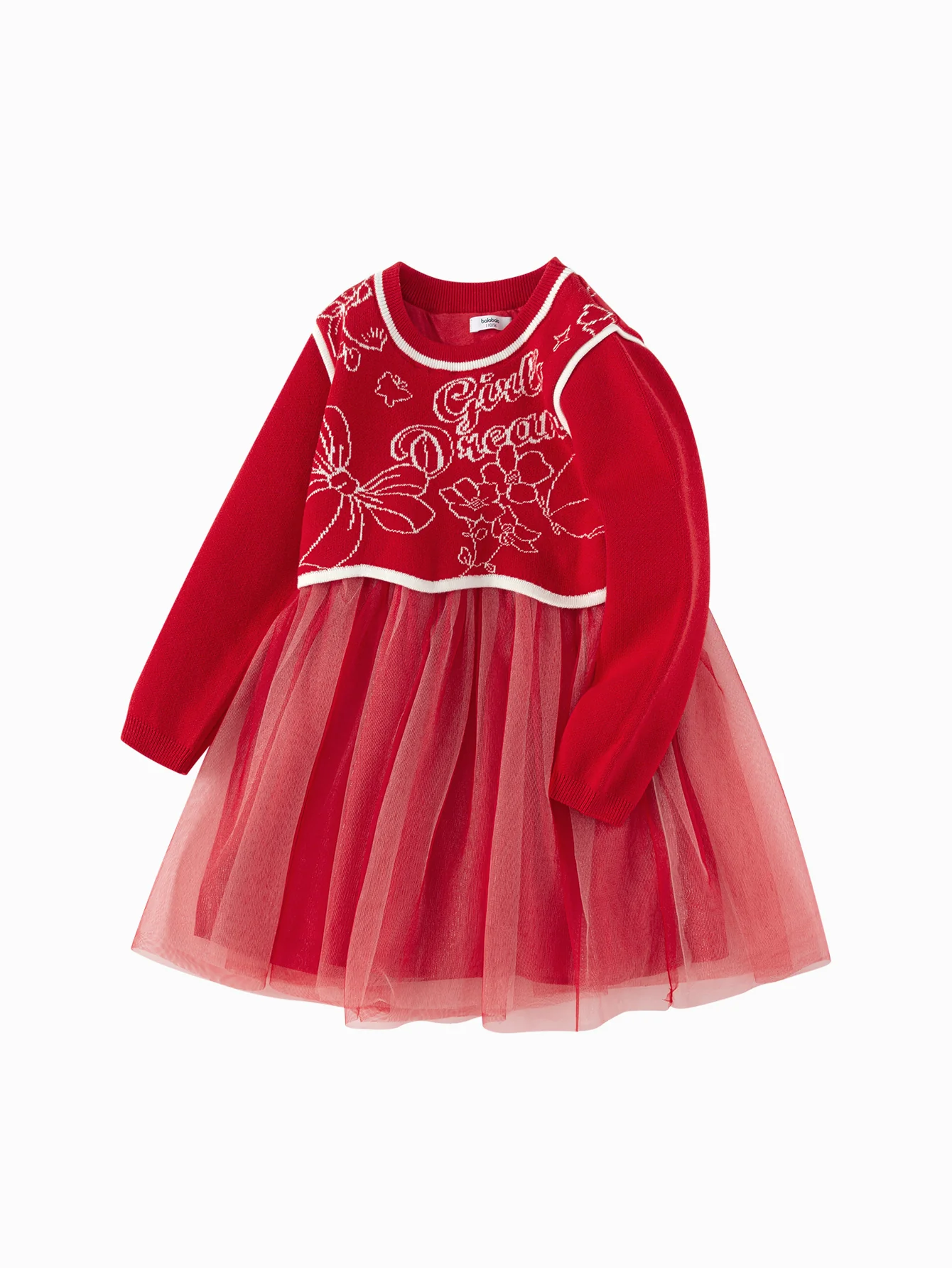 Balabala Girl Dress Children 2024 Winter New Chinese Style Mesh Two-Piece New Year's Outfit - Image 4