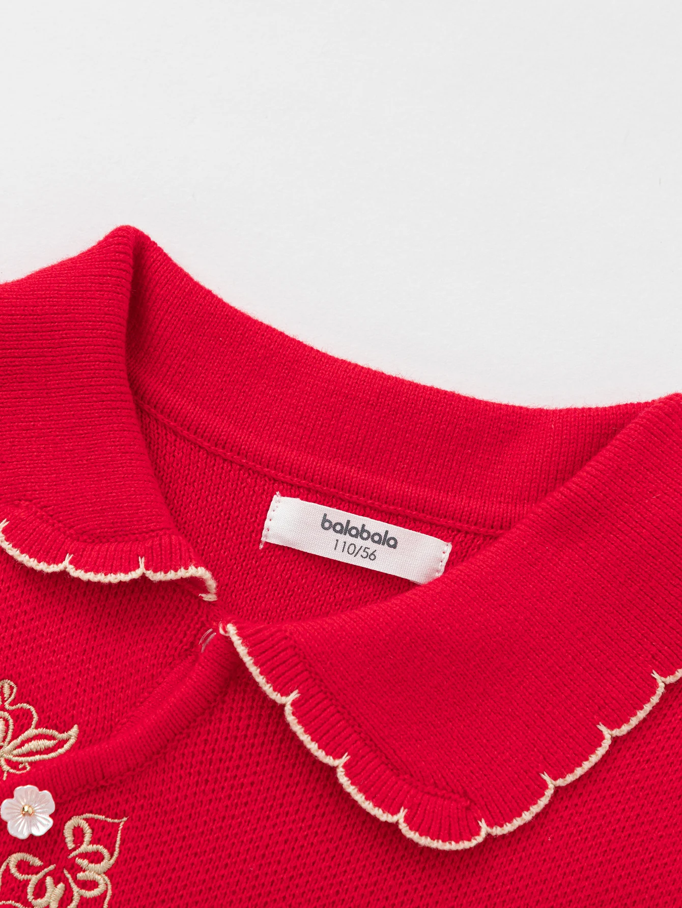 Balabala Girl New Year's Chinese Style Red Knitted Dress Winter Pleated Princess Dress - Image 6