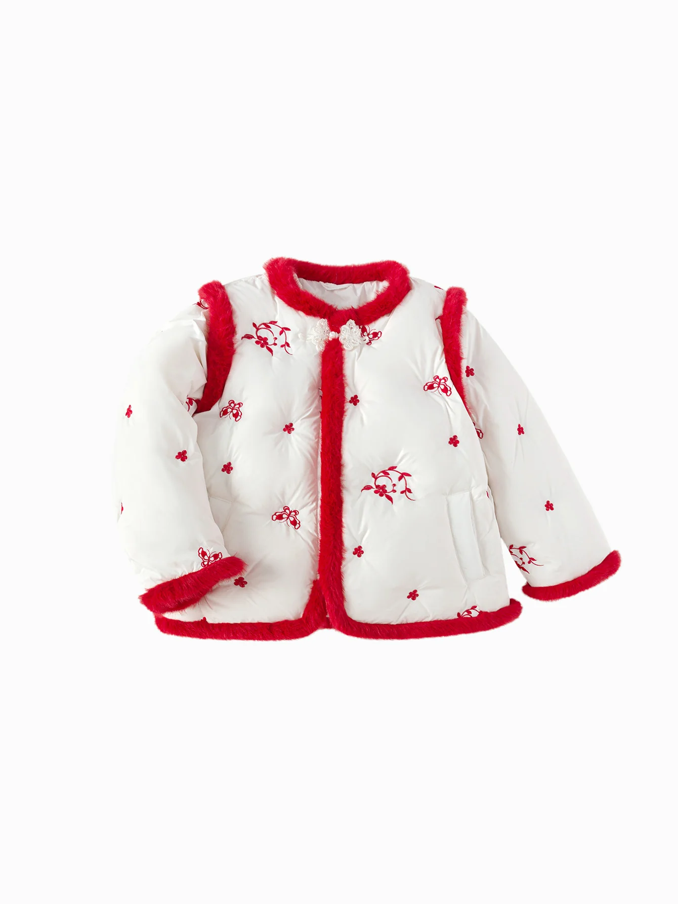 Girl Toddler Butterfly And Flower Embroidery New Chinese Style Down Jacket - Image 4