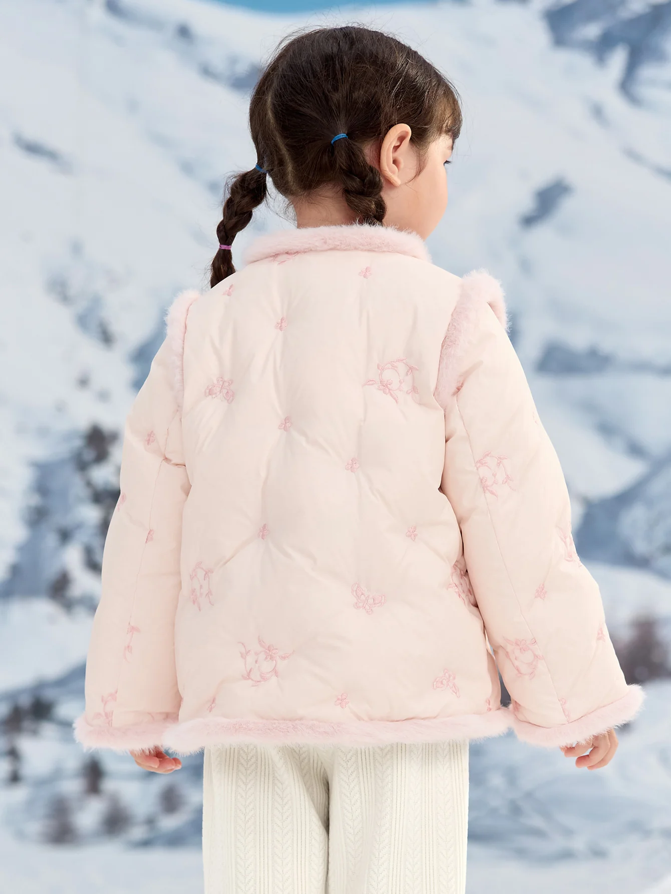 Girl Toddler Butterfly And Flower Embroidery New Chinese Style Down Jacket - Image 9