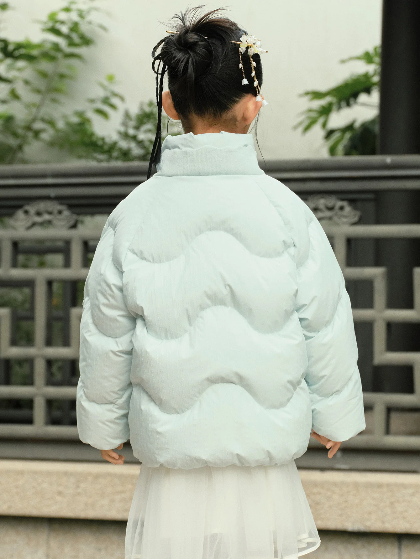 Girl Toddler Raglan Sleeve High Neck Button Down Jacket - Image 3