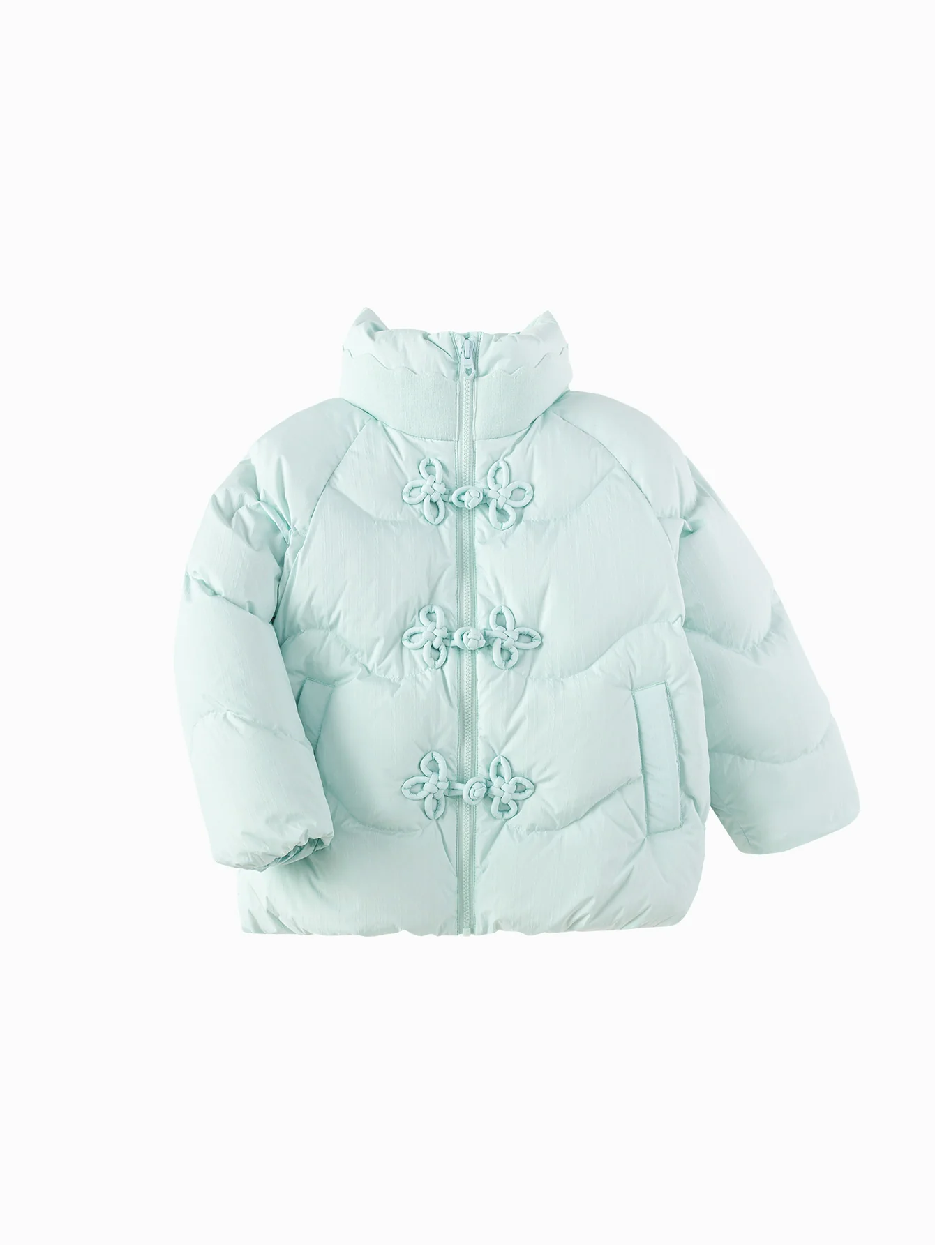 Girl Toddler Raglan Sleeve High Neck Button Down Jacket - Image 4