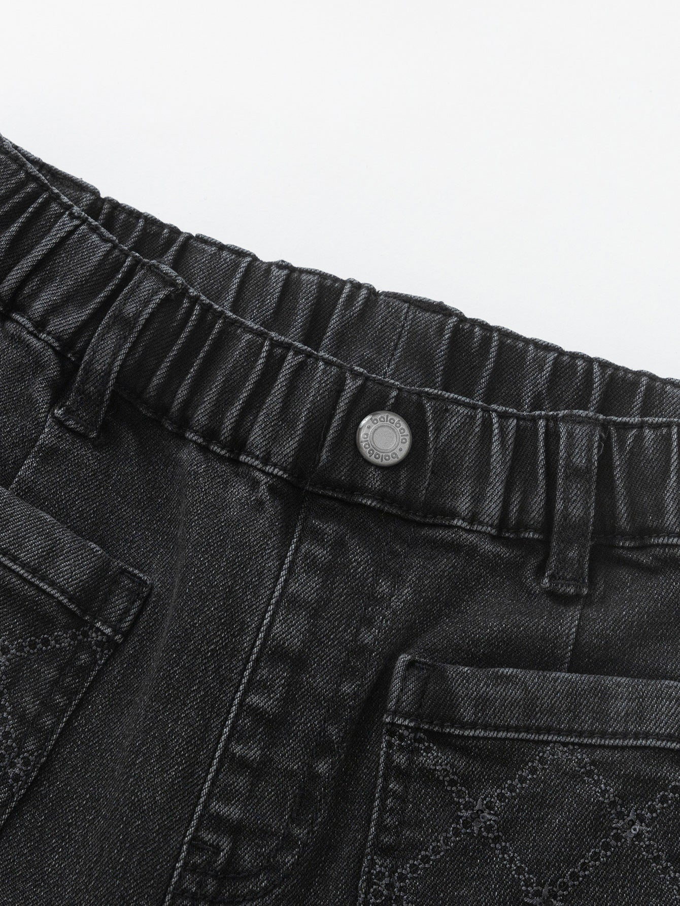 Girl Trend Scenarios Denim Black Solid Color Trousers - Image 3