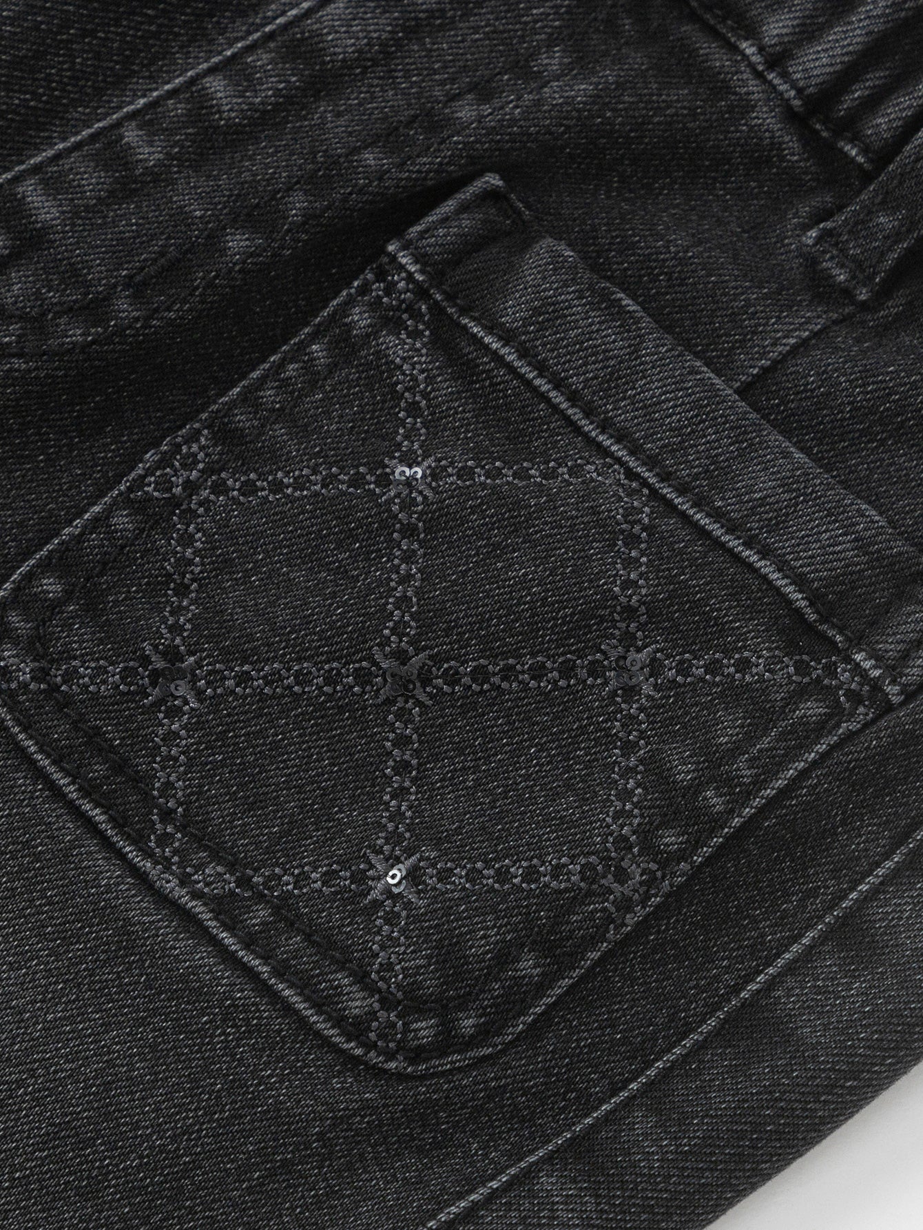 Girl Trend Scenarios Denim Black Solid Color Trousers - Image 4