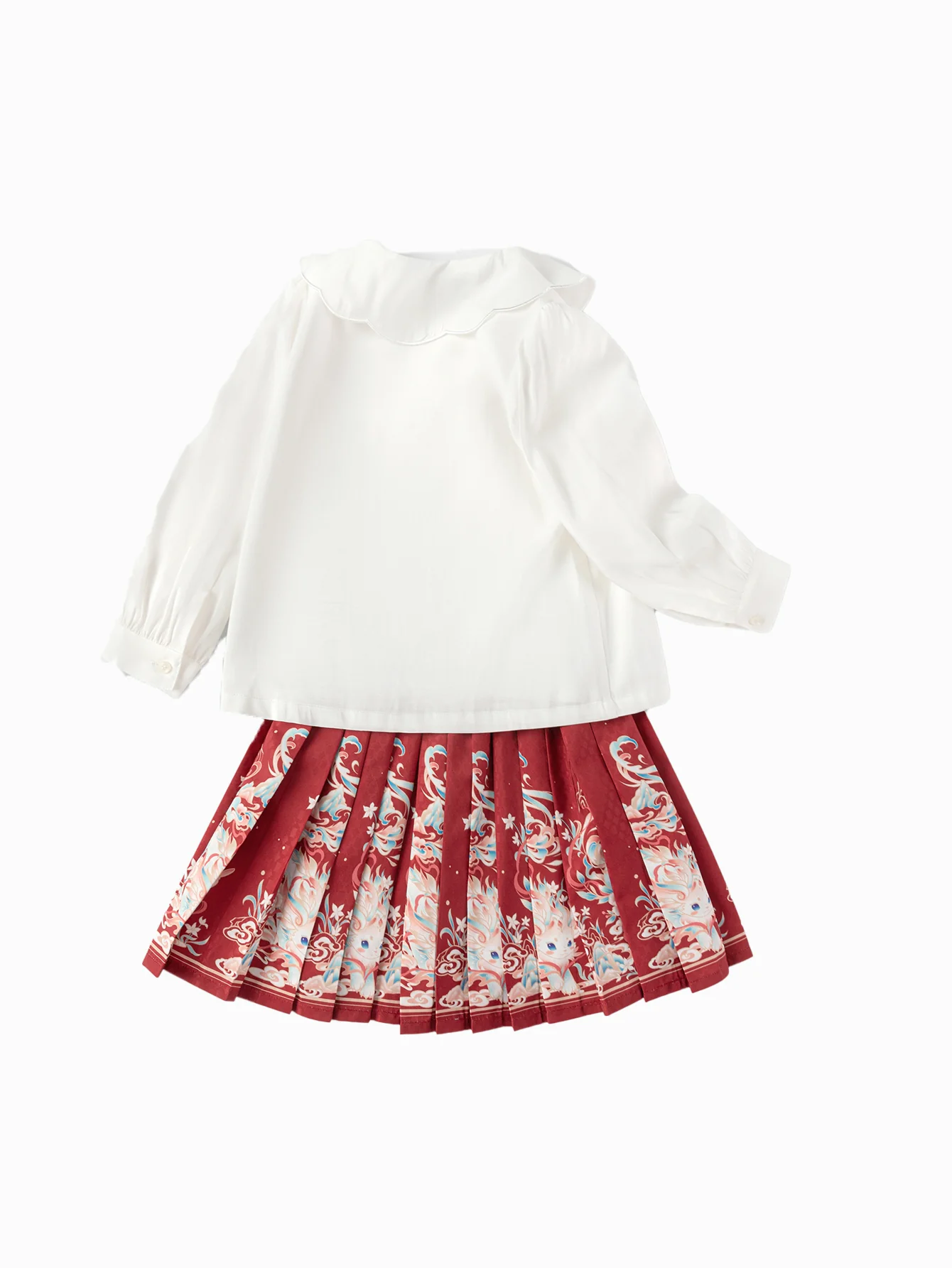 Balabala Children Clothes Girls Hourse-Face Skirt Suit 2025 Winter New Embroidered Shirt Skirt New Year's Outfit - Image 3