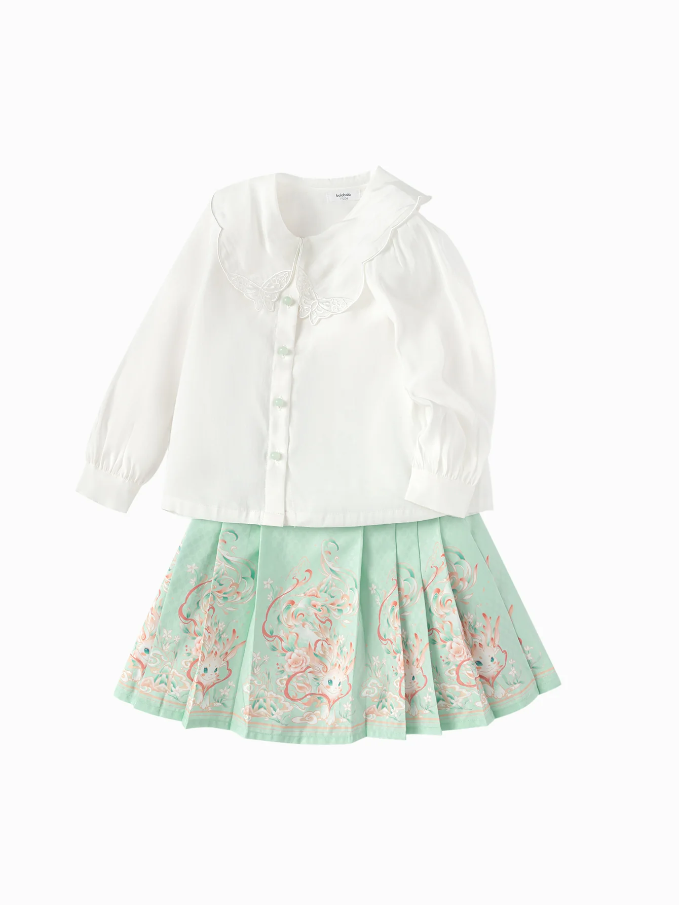 Balabala Children Clothes Girls Hourse-Face Skirt Suit 2025 Winter New Embroidered Shirt Skirt New Year's Outfit - Image 4