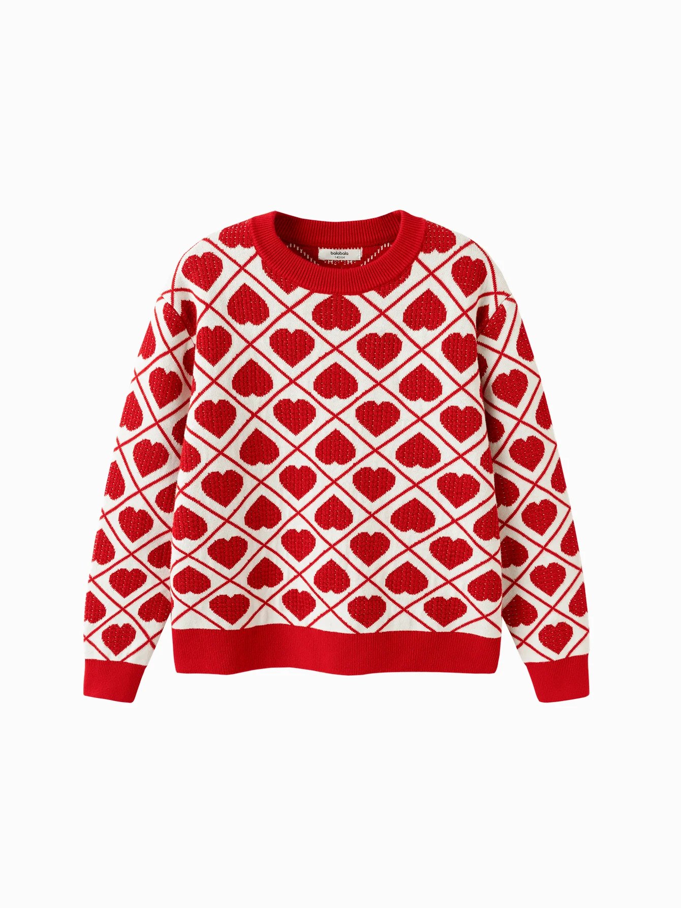 Balabala Girls' Knitwear, Children's Knitwear, 2024 Winter New Heart Design Middle and Large Children's Knitted Top Fashionable - Image 4