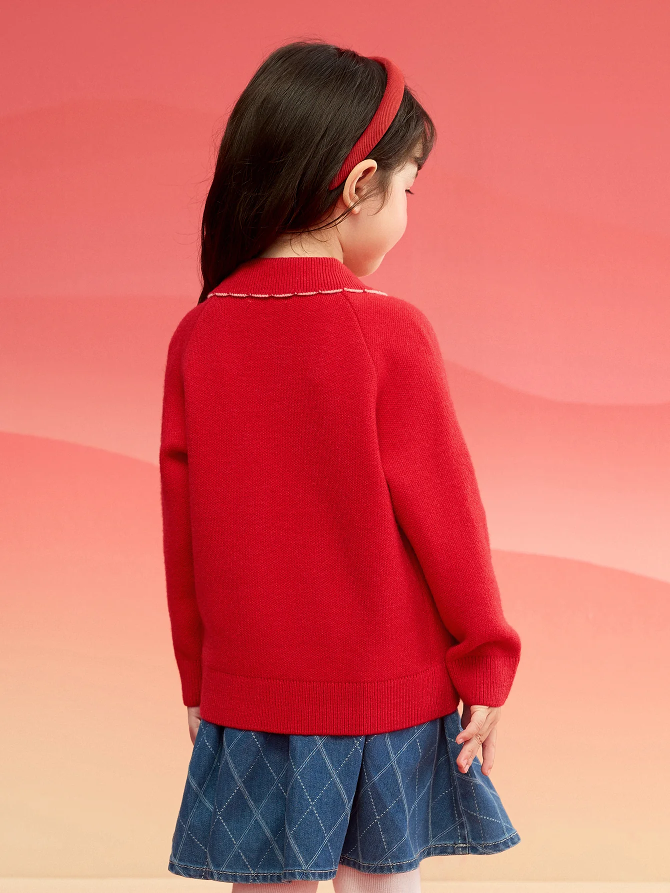 Balabala Girls Sweater 2024 New Winter Kids Knitwear Top New Year's Red Fashion Exquisite Trendy - Image 2