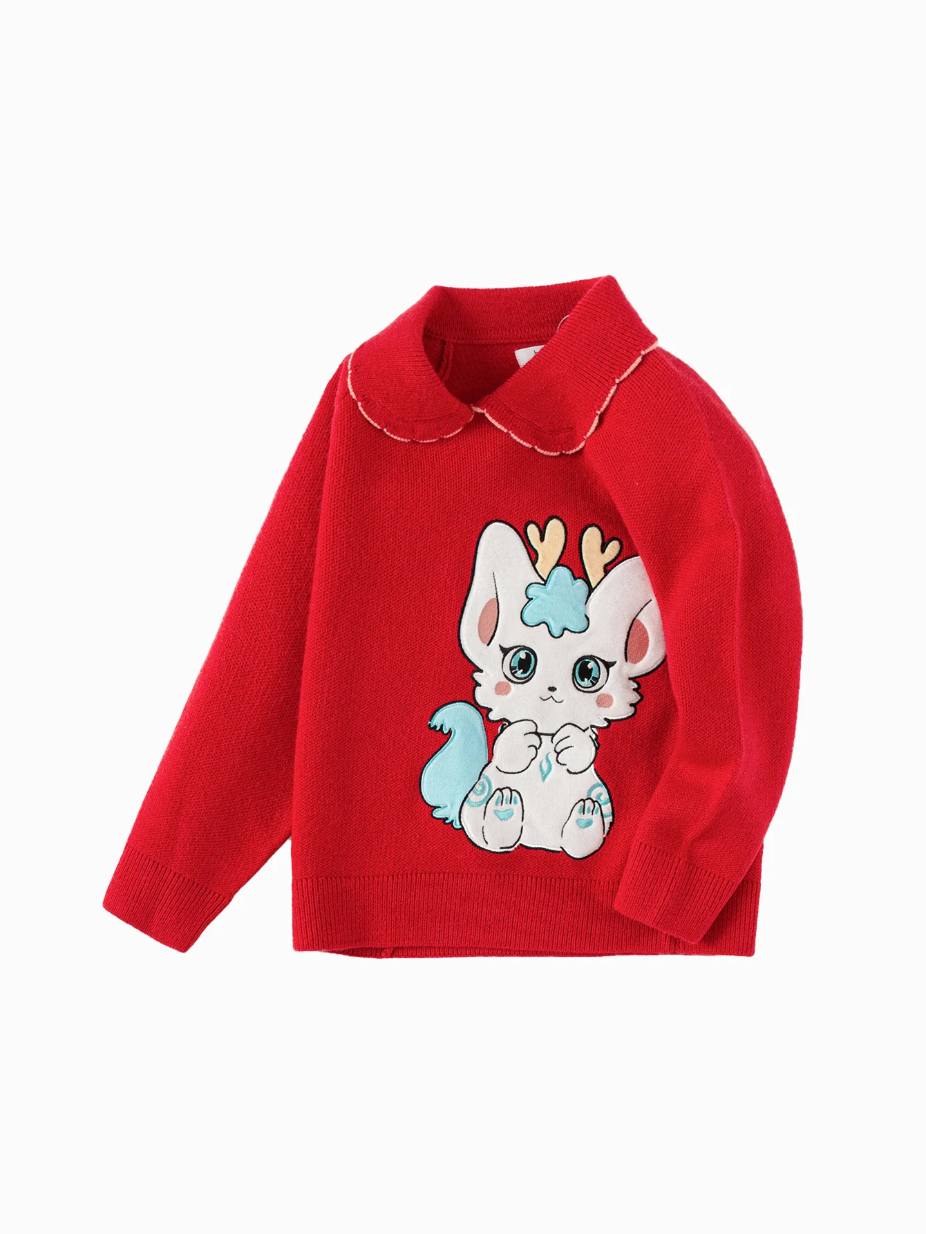 Balabala Girls Sweater 2024 New Winter Kids Knitwear Top New Year's Red Fashion Exquisite Trendy - Image 4
